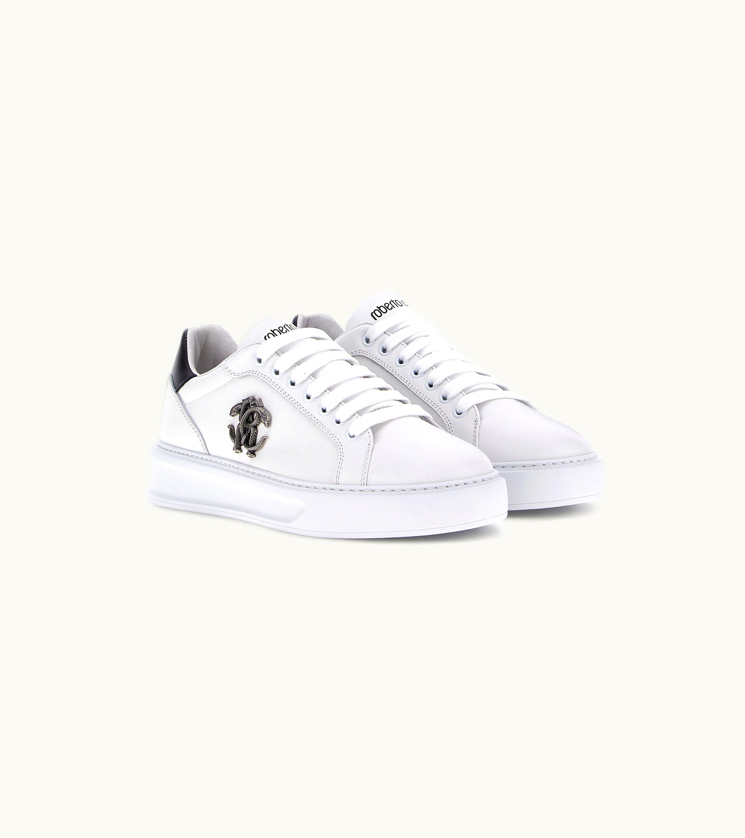 Roberto Cavalli Roberto Cavalli Sneakers With Monogram Rc White / Antique Nikel