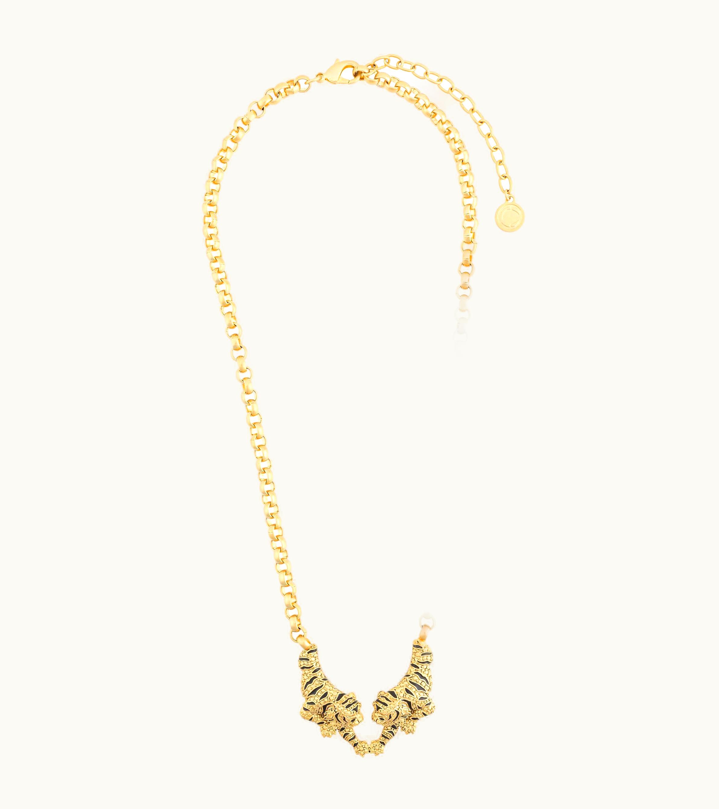 Roberto Cavalli Roberto Cavalli Enamelled Tiger Charm Necklace Gold