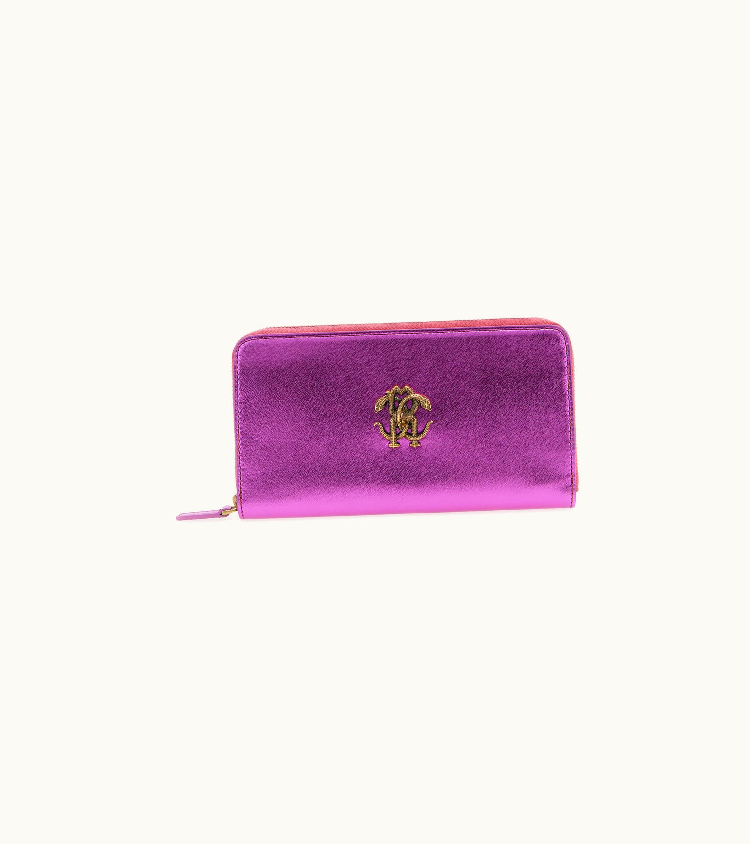 Roberto Cavalli Roberto Cavalli Wallet With Monogram Rc And Zip Fuchsia