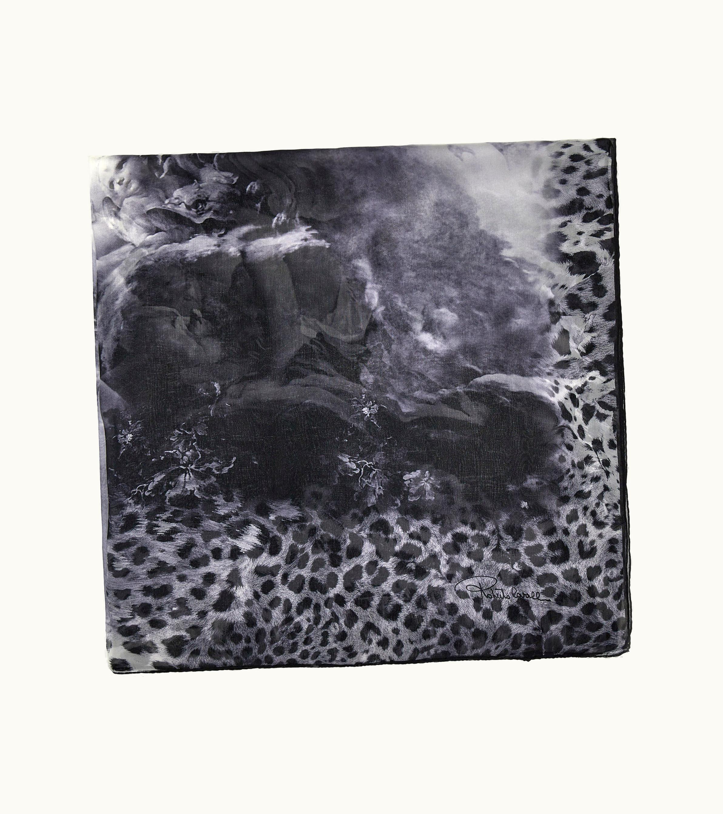 Roberto Cavalli Roberto Cavalli Shawl With Wild Leda Print Dark Gray