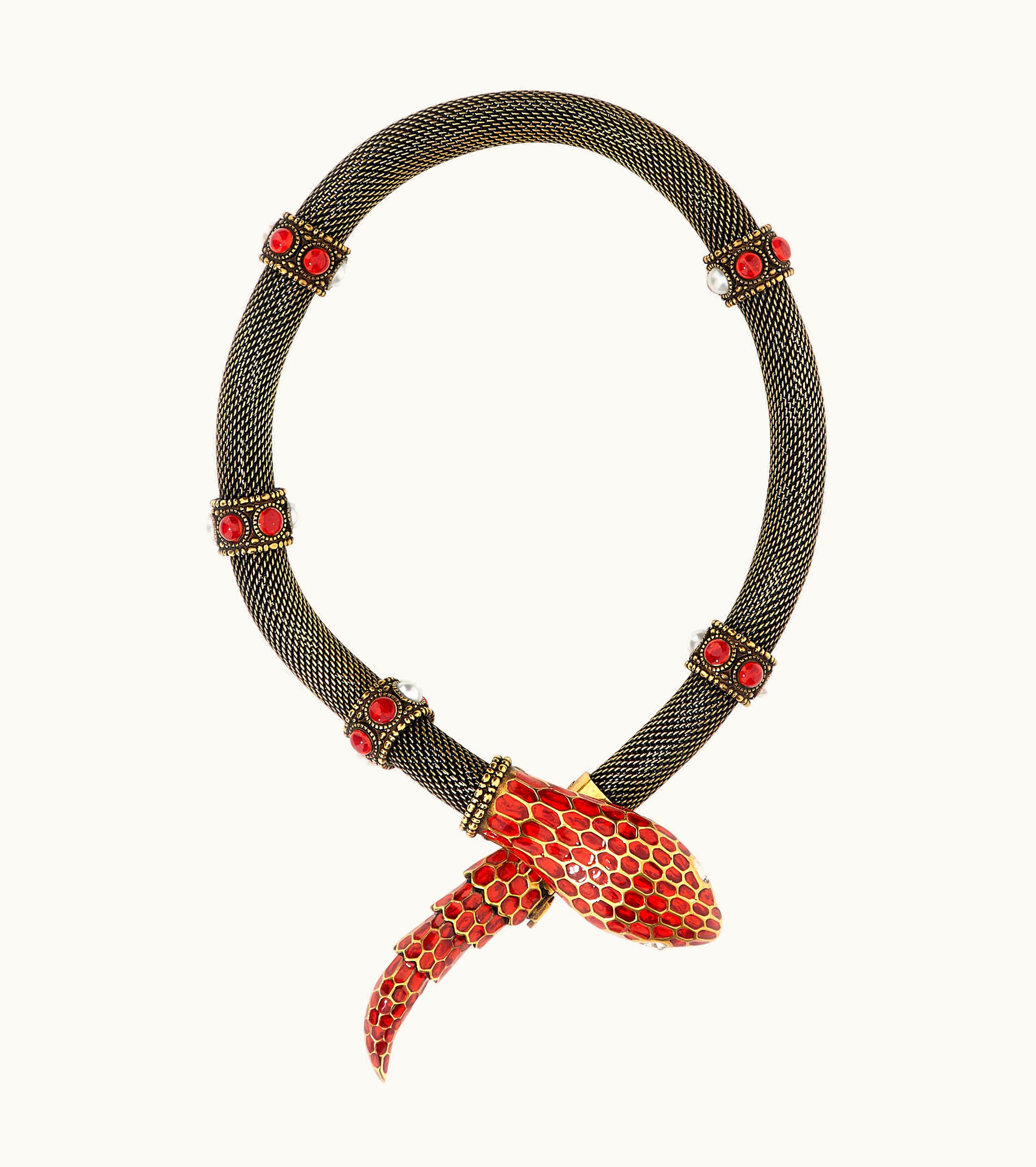 Roberto Cavalli Roberto Cavalli Rigid Necklace With Snake And Decoration Red