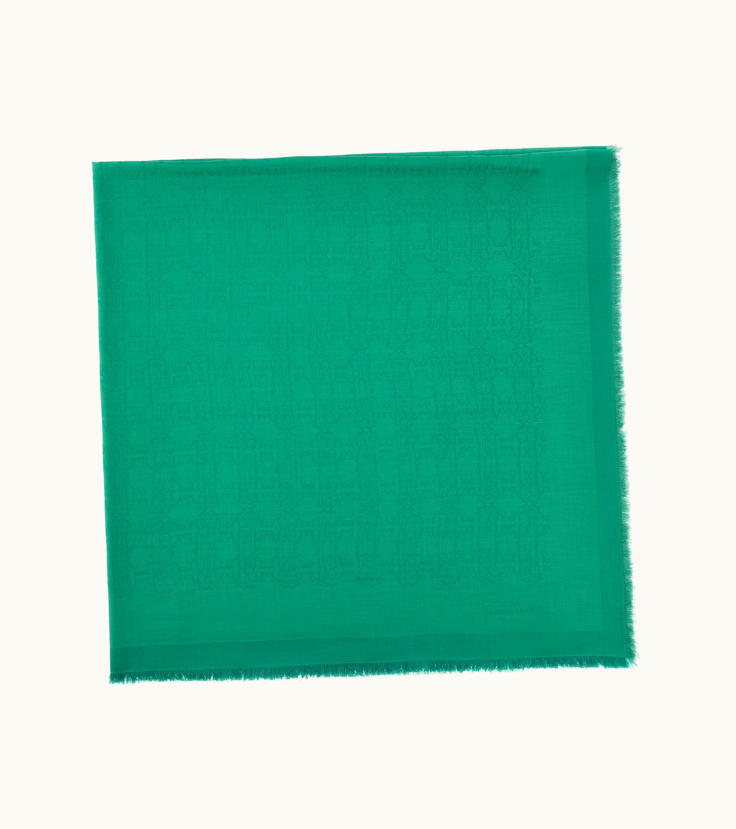 Roberto Cavalli Roberto Cavalli Shawl With Rc Monogram Print Emerald