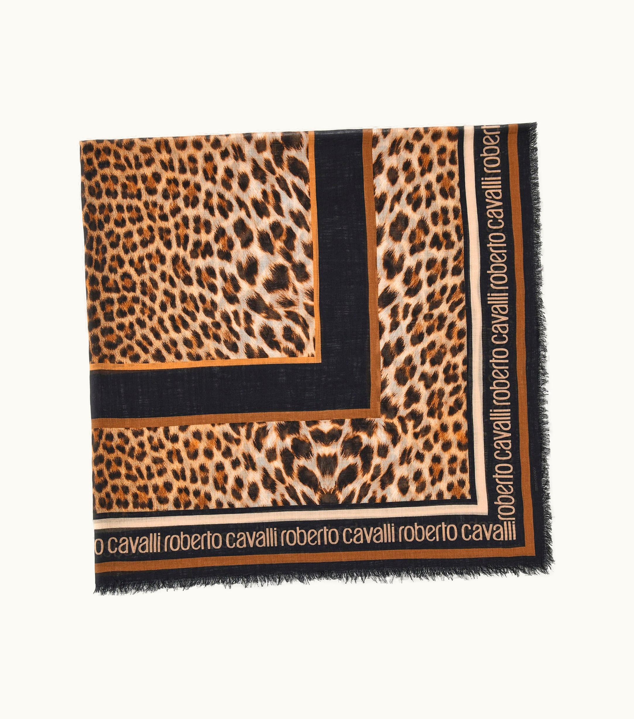 Roberto Cavalli Roberto Cavalli Shawl With Giaguaro Heritage Print Brown