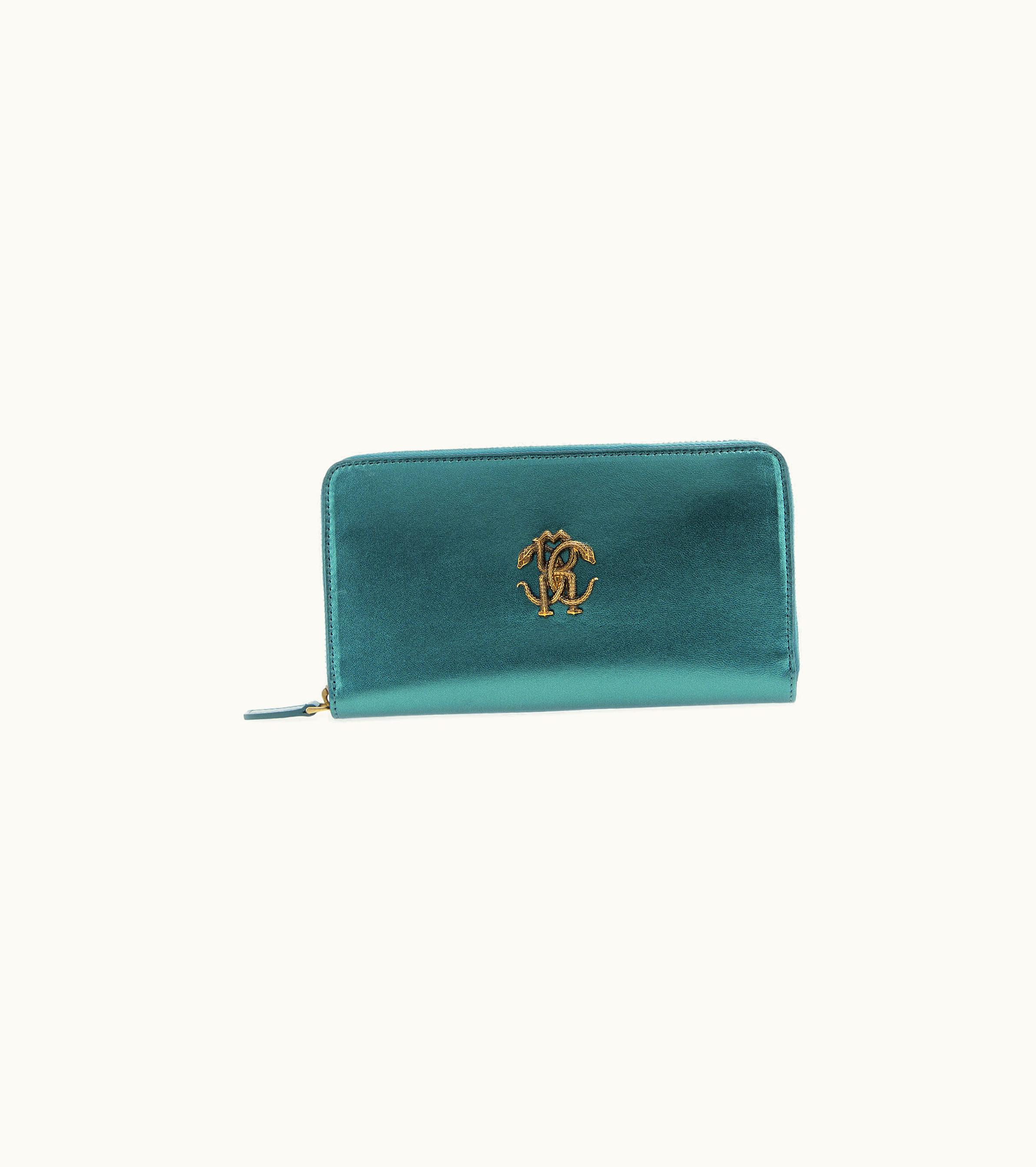 Roberto Cavalli Roberto Cavalli Wallet With Monogram Rc And Zip Light Blue