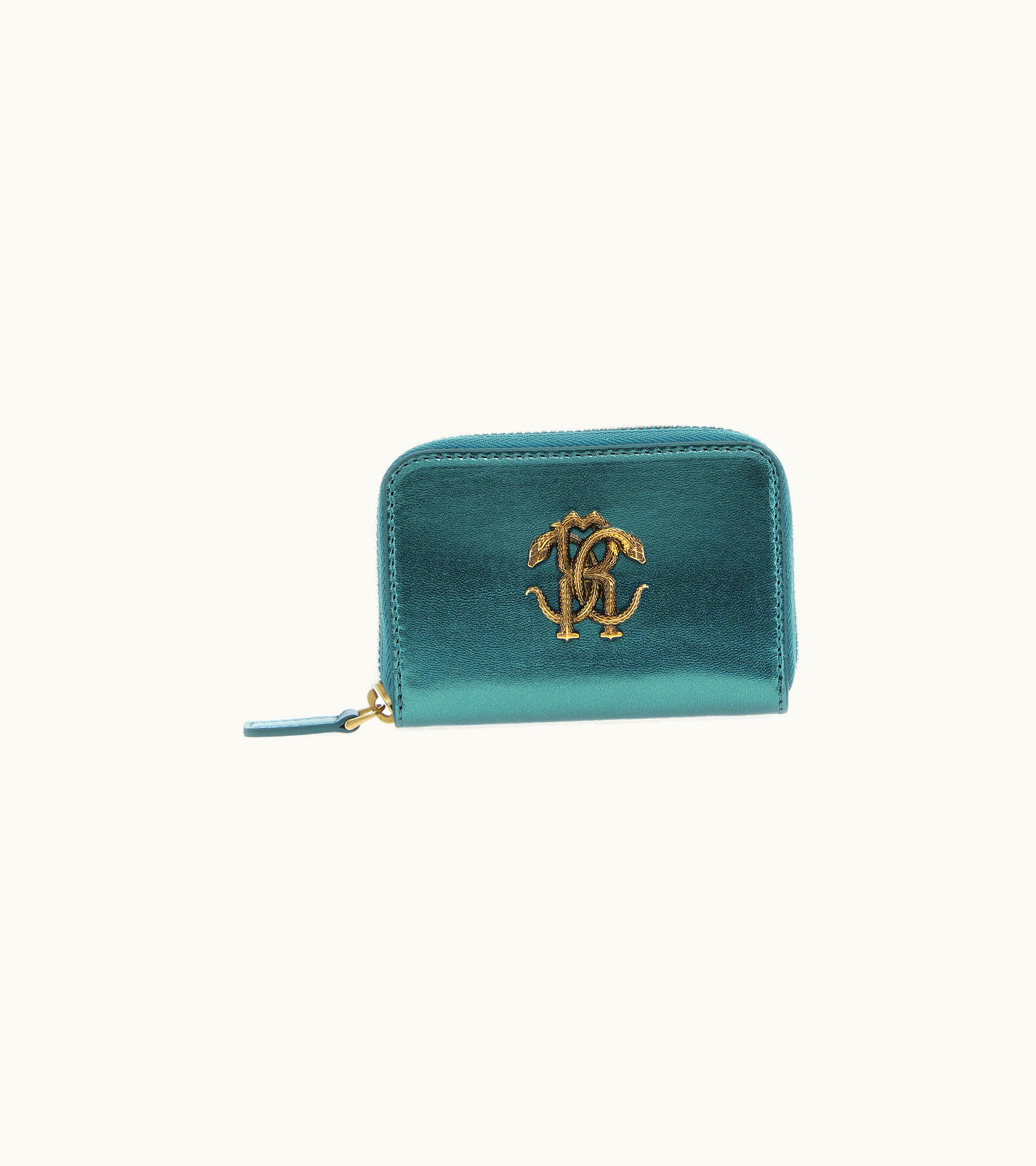 Roberto Cavalli Roberto Cavalli Small Wallet With Monogram Rc And Zip Light Blue