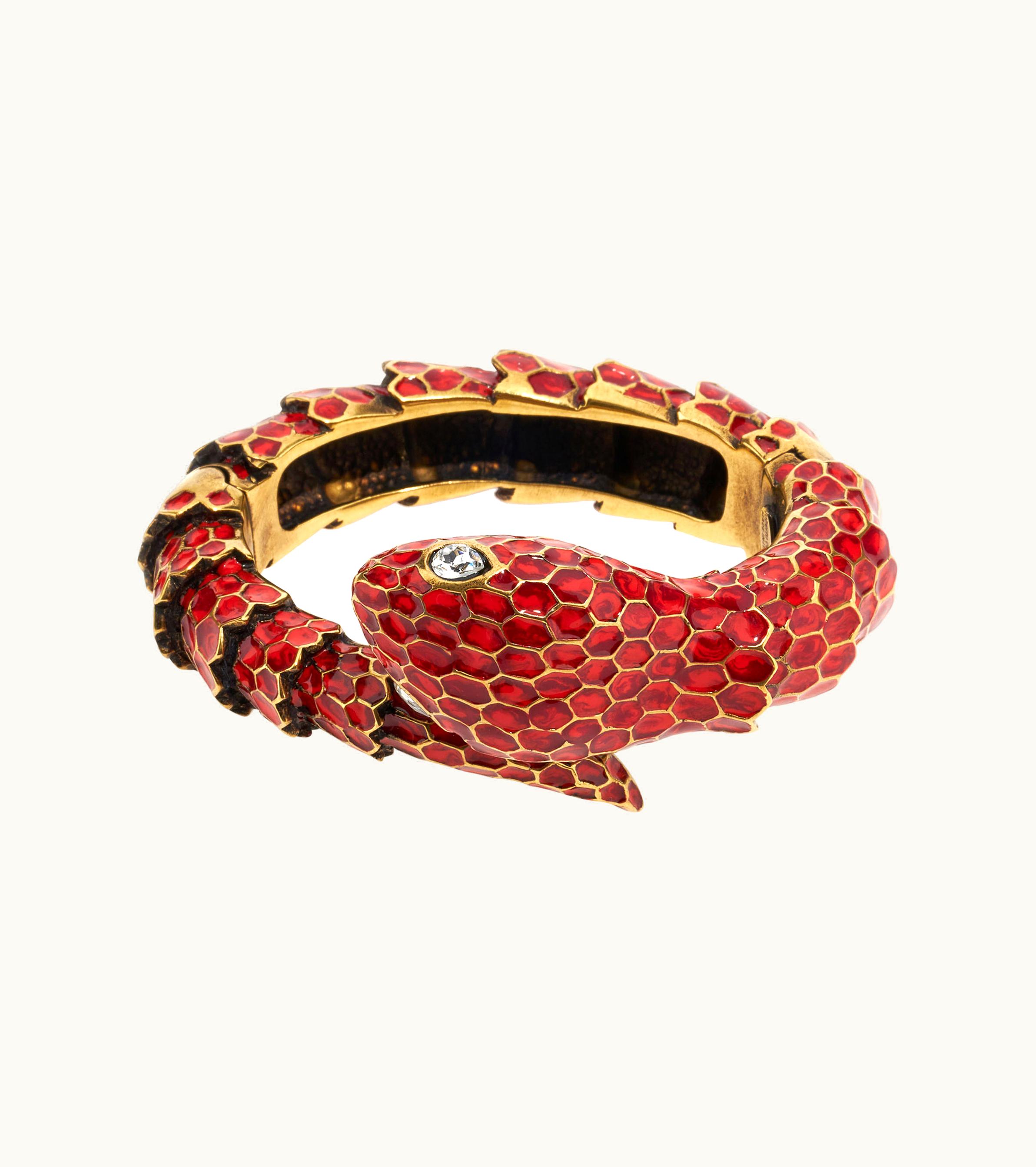 Roberto Cavalli Roberto Cavalli Bracelet With Snake And Crystals Red