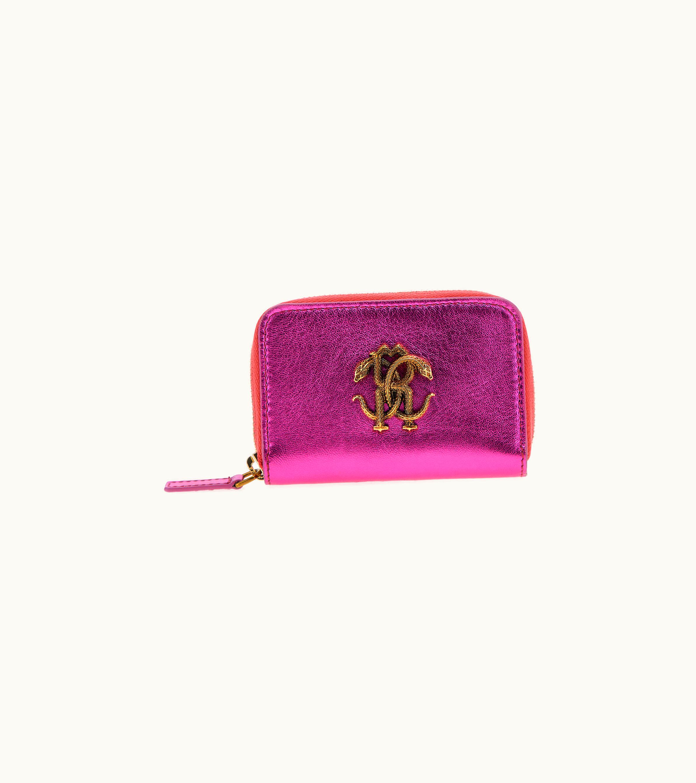 Roberto Cavalli Roberto Cavalli Small Wallet With Monogram Rc And Zip Fuchsia