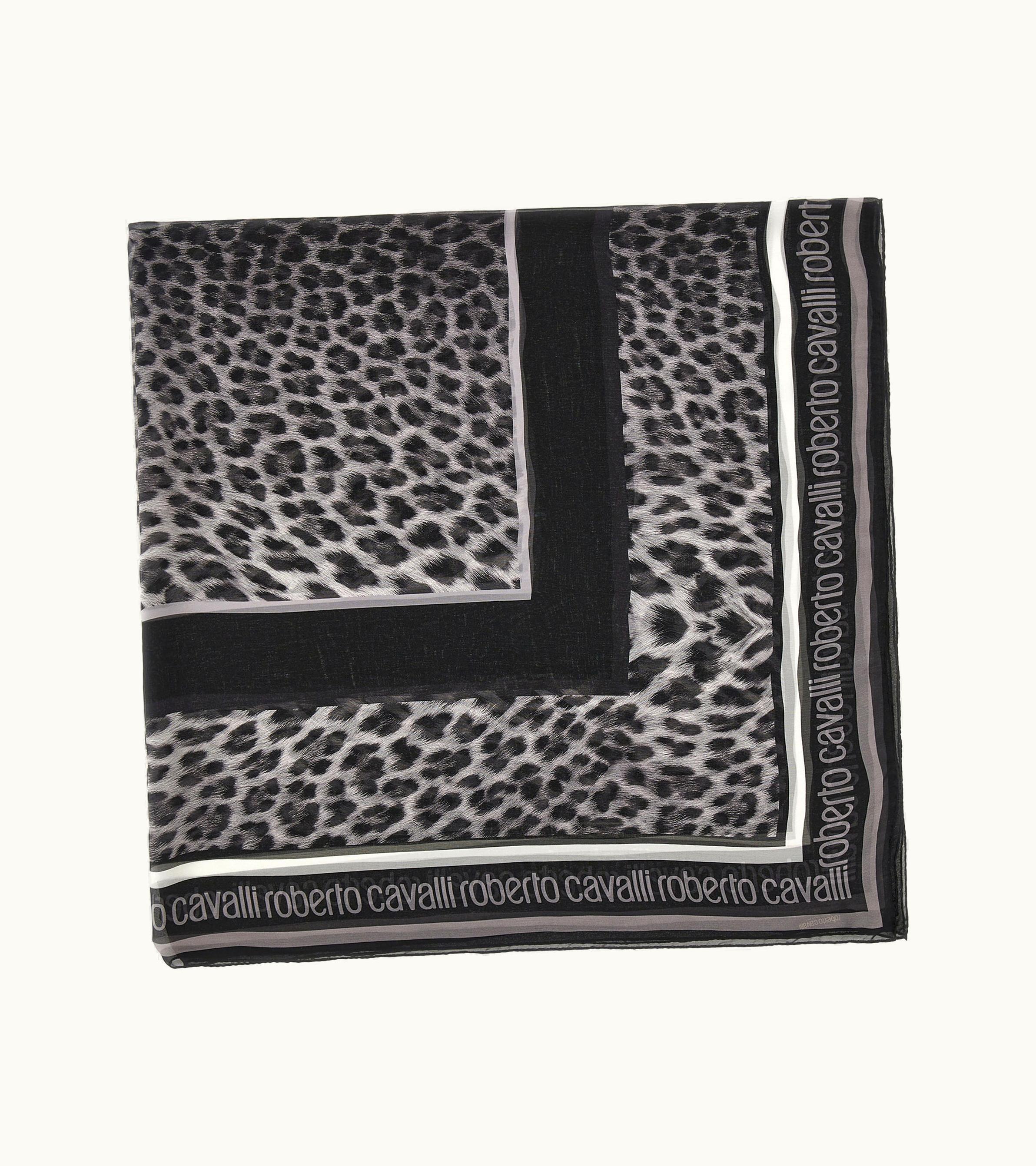 Roberto Cavalli Roberto Cavalli Shawl With Giaguaro Heritage Print Gray