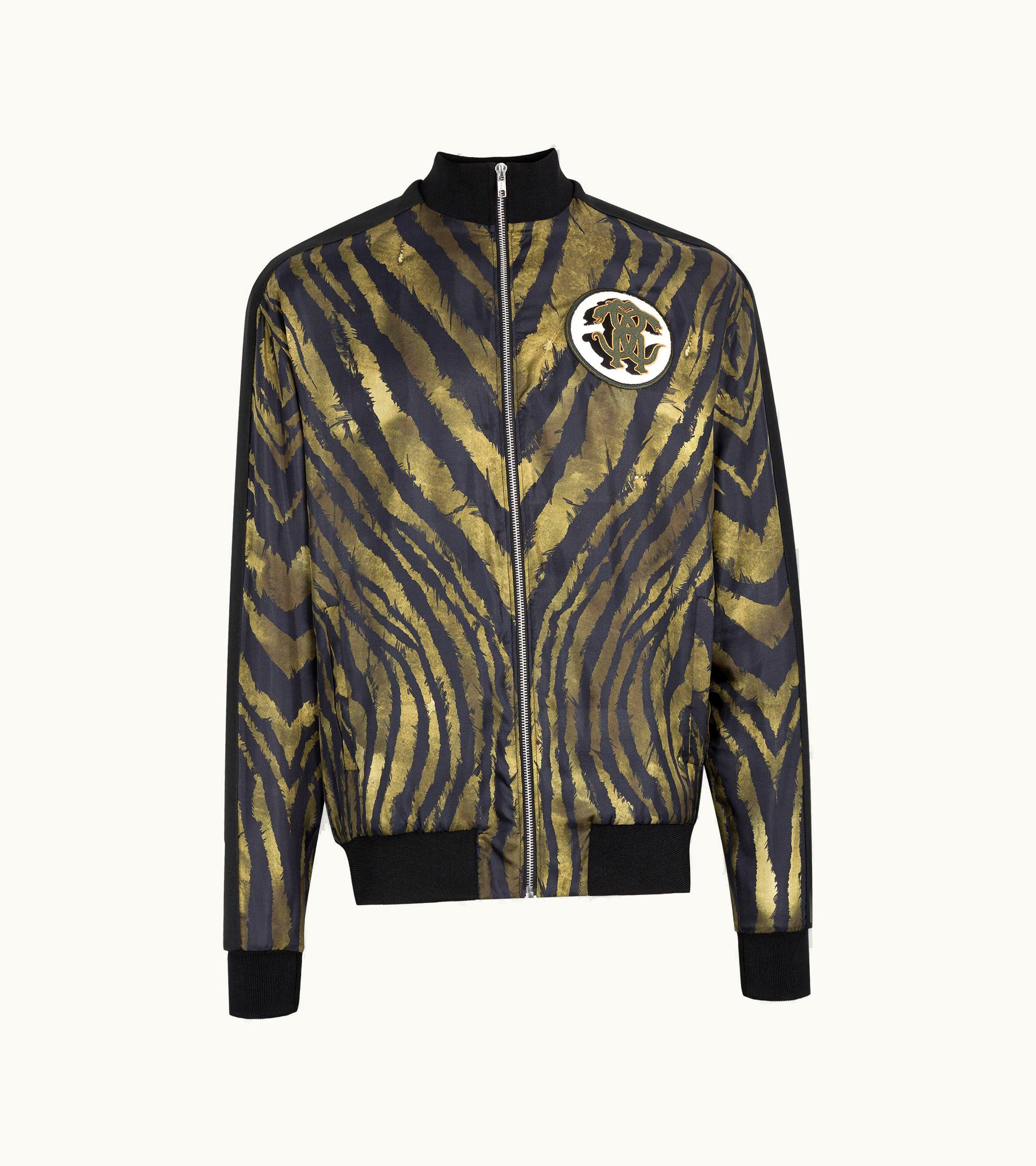 Roberto Cavalli Roberto Cavalli Zebra-Print Mirror Snake Jacket Green