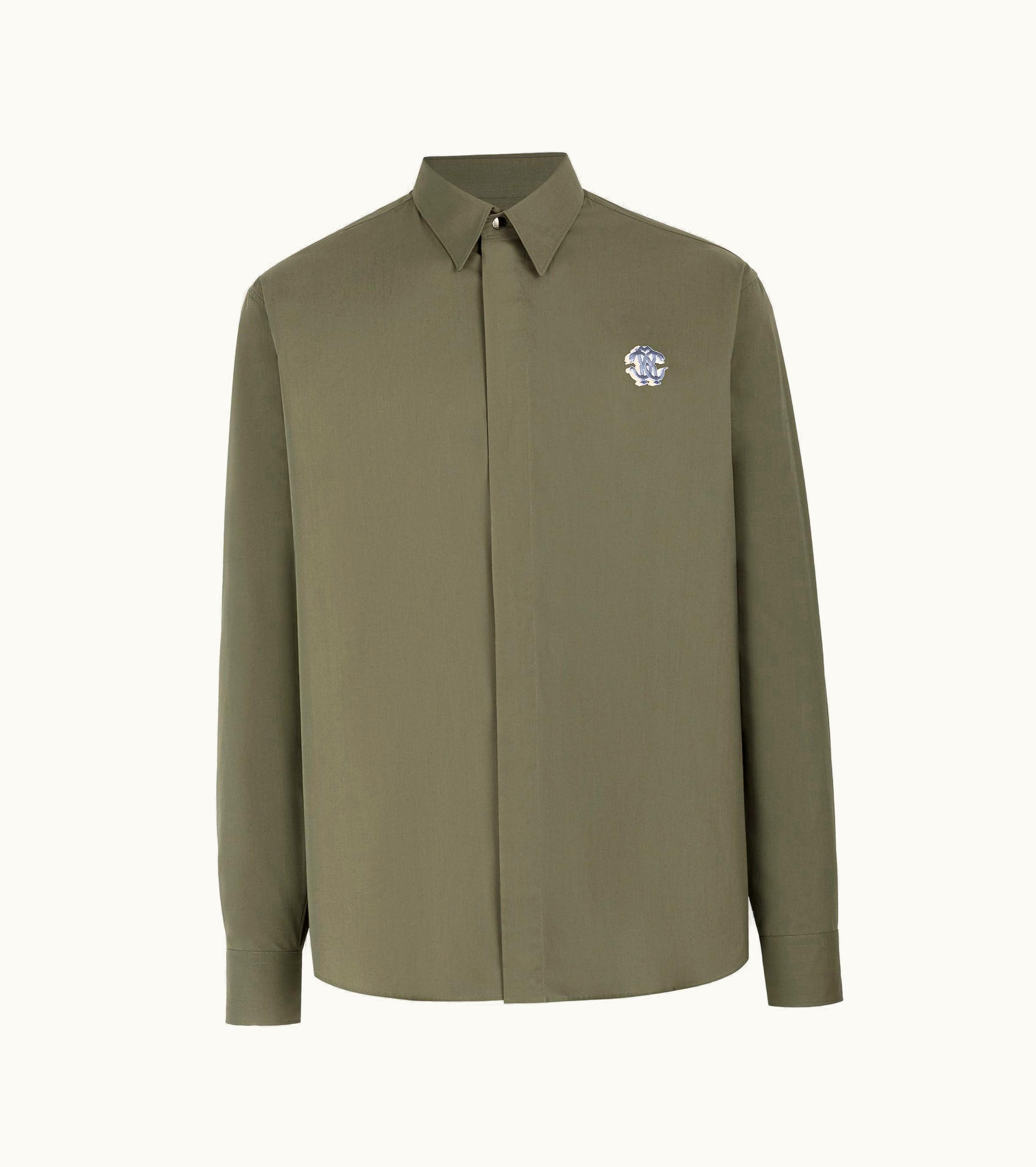 Roberto Cavalli Roberto Cavalli Embroidered-logo Cotton Shirt Green