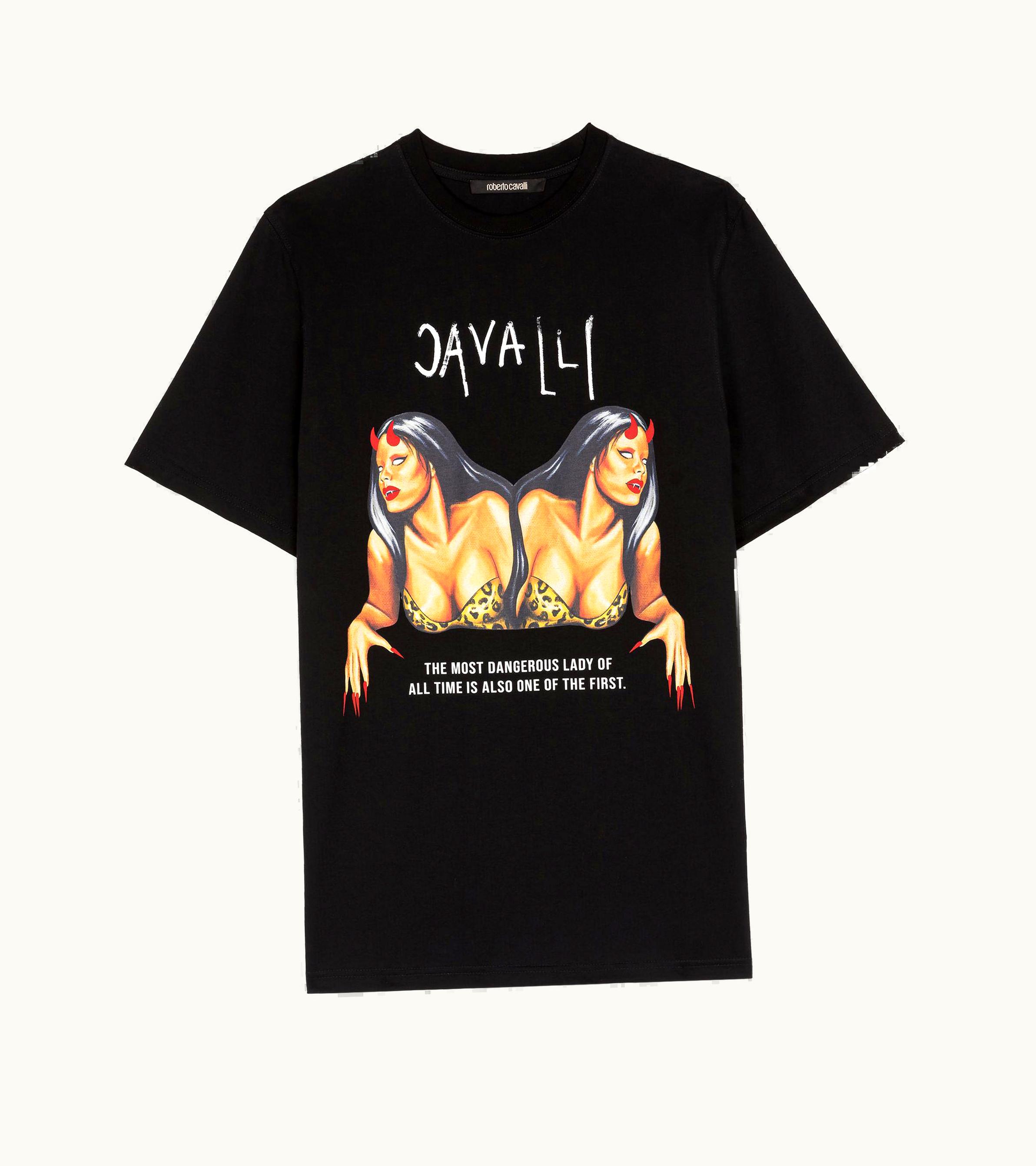Roberto Cavalli Roberto Cavalli Graphic-Print Cotton T-Shirt Black