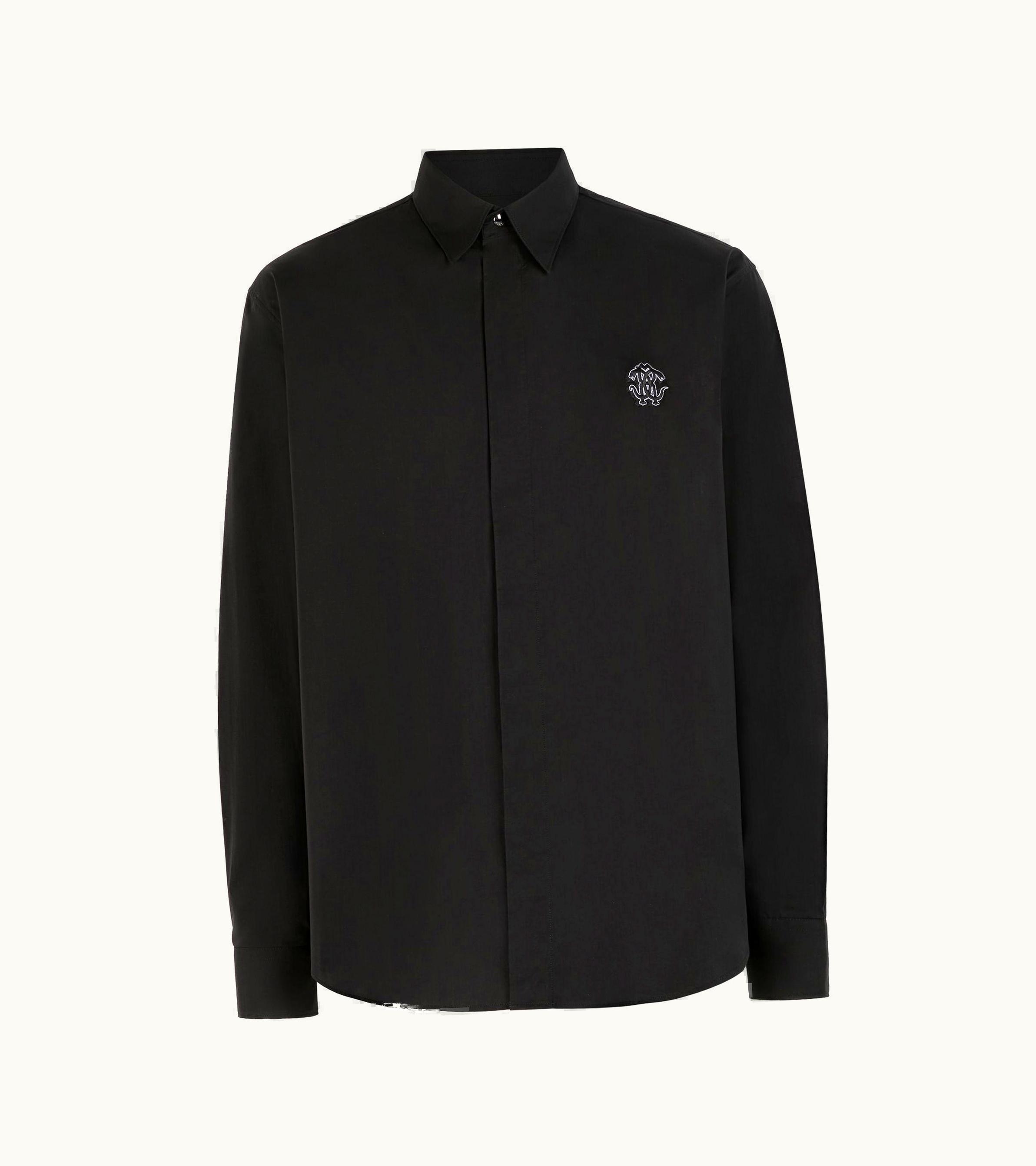 Roberto Cavalli Roberto Cavalli Embroidered-logo Cotton Shirt Black