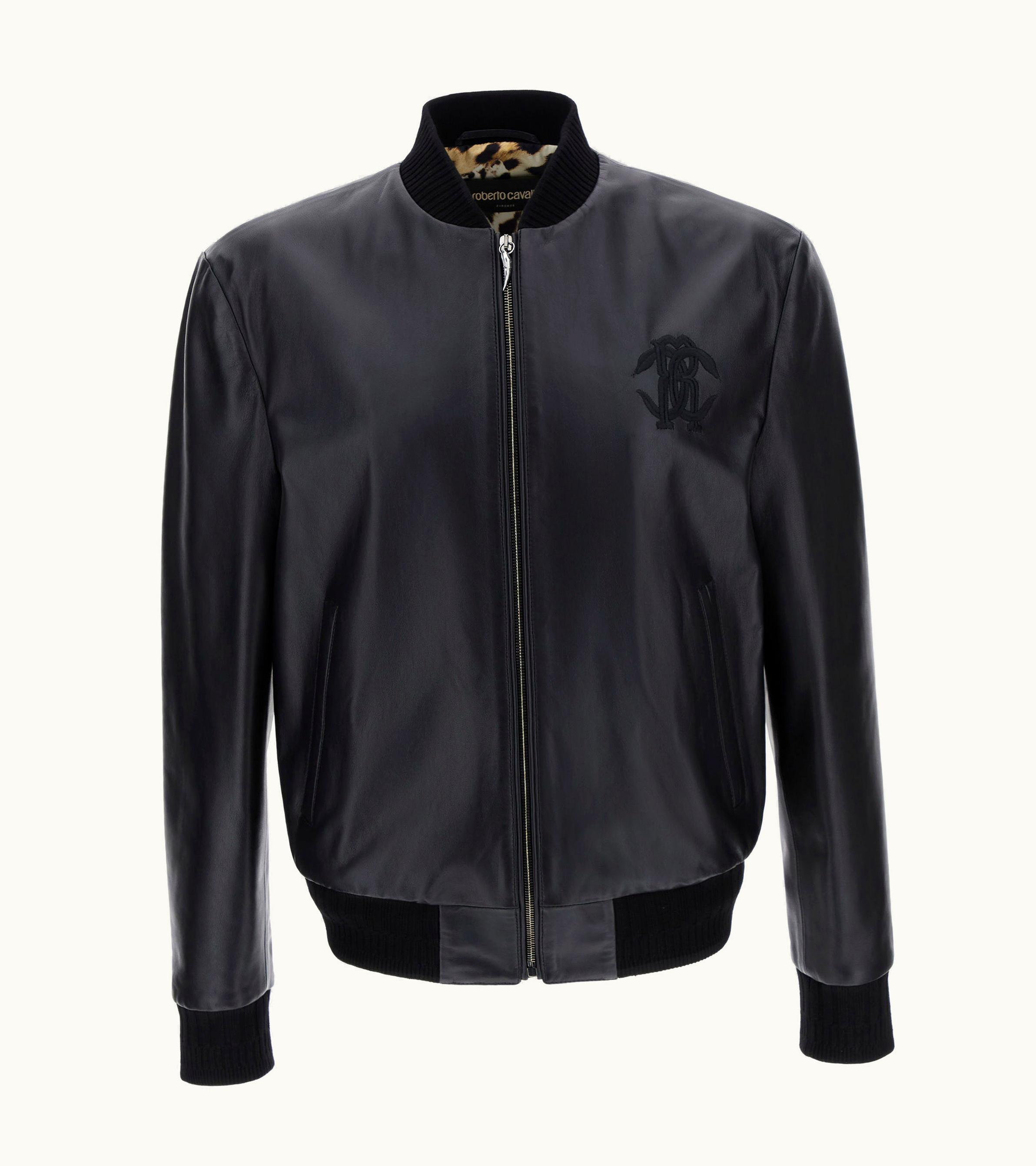 Roberto Cavalli Roberto Cavalli Leather Bomber Black