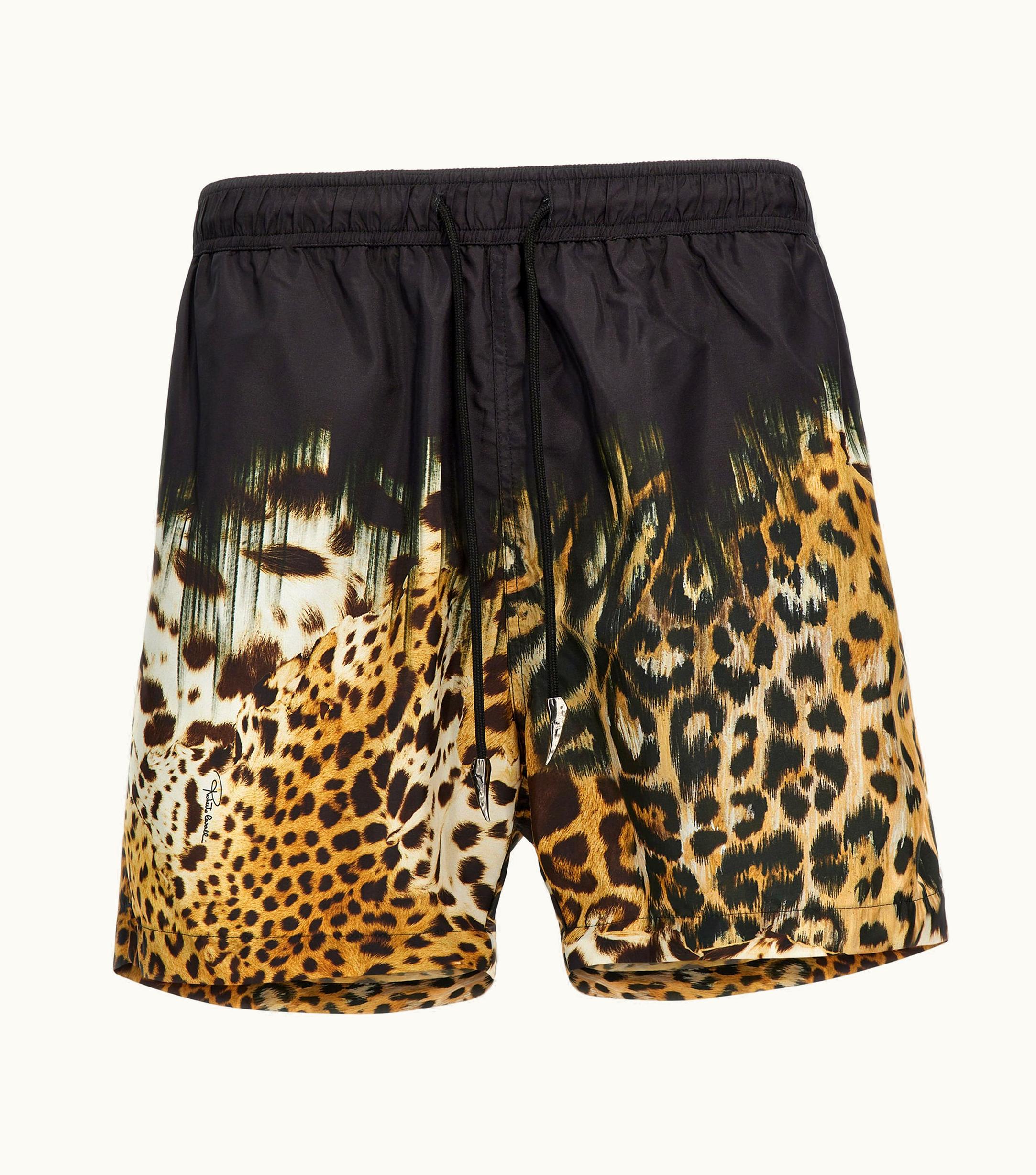 Roberto Cavalli Roberto Cavalli Swim Shorts With Jaguar Skin Print Nero / Avorio