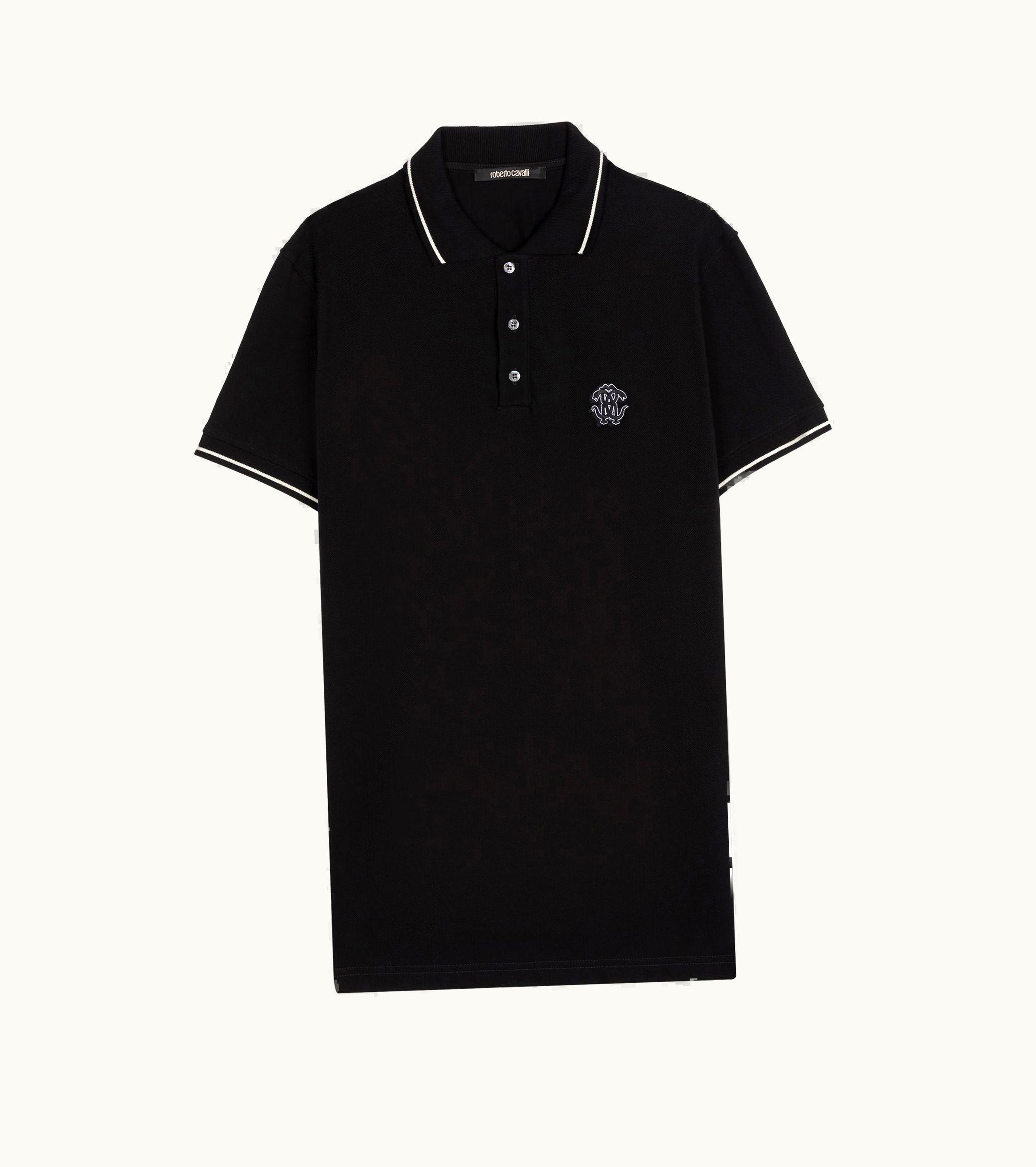 Roberto Cavalli Roberto Cavalli Mirror Snake Cotton Polo Shirt Black