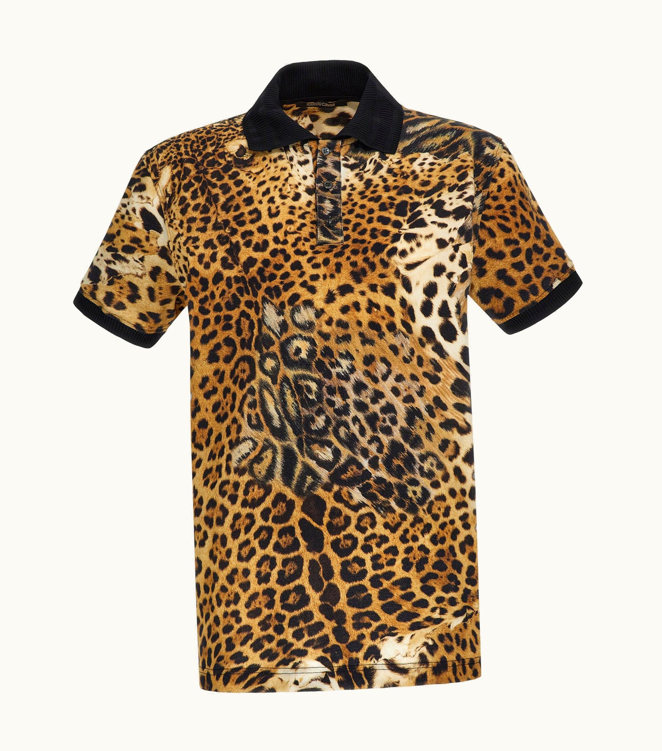 Roberto Cavalli Roberto Cavalli Polo With Jaguar Skin Print Natural