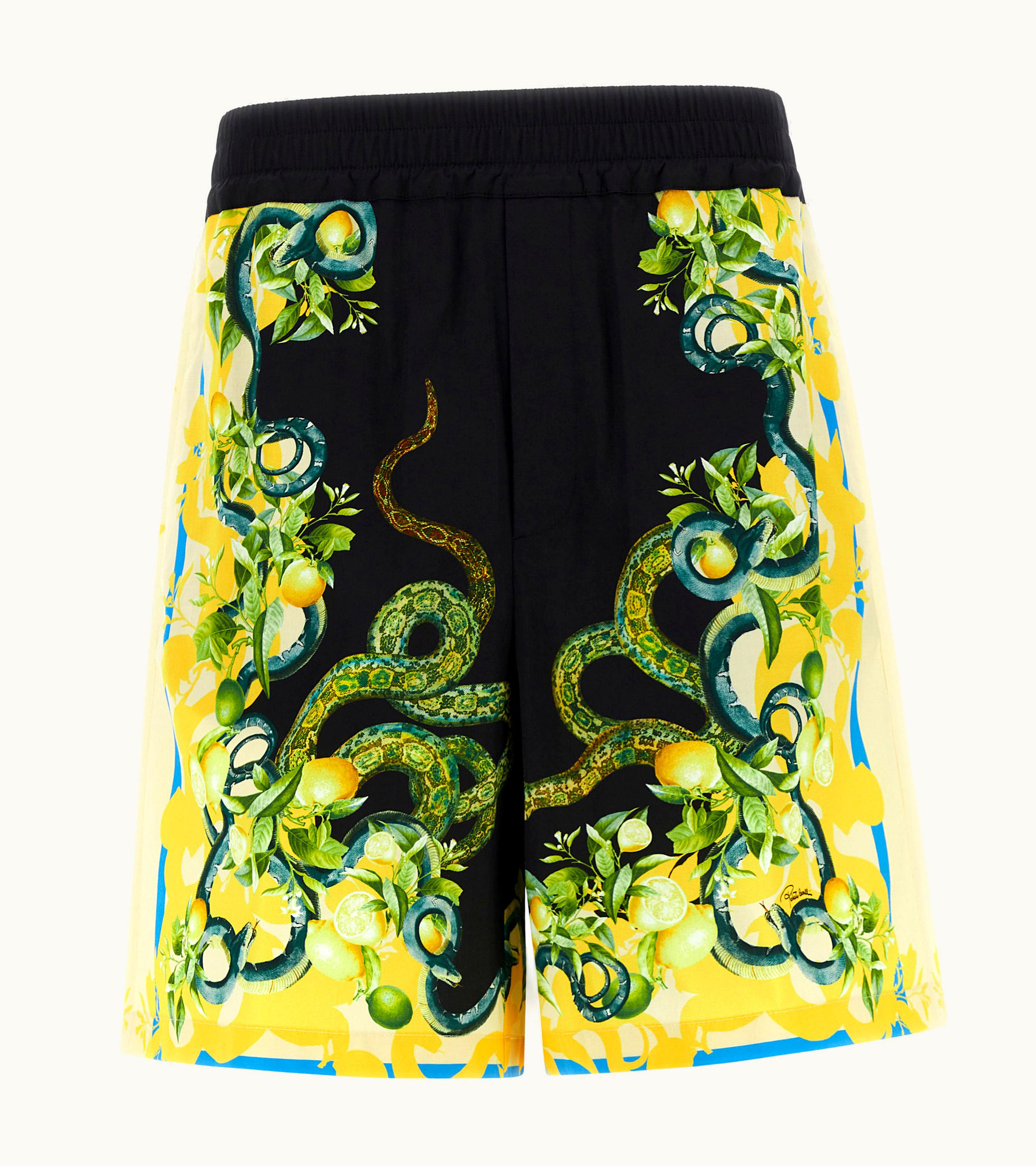 Roberto Cavalli Roberto Cavalli Shorts With Lemon Snake Print Black