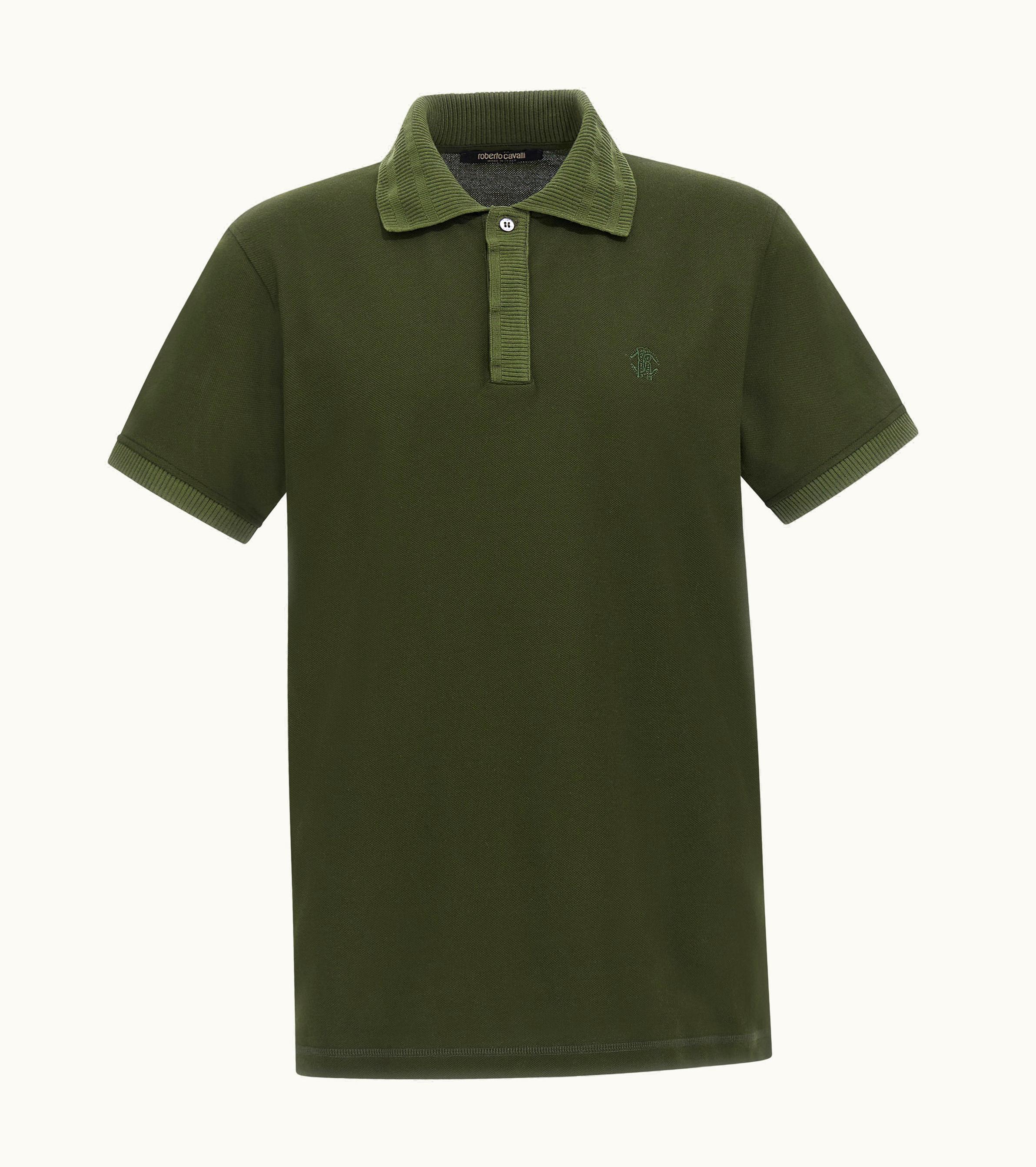 Roberto Cavalli Roberto Cavalli Monogram Mirror Snake Polo Dark Green