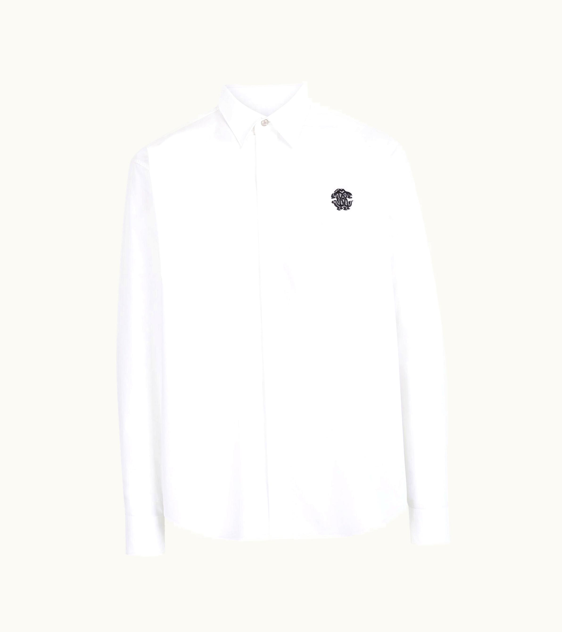 Roberto Cavalli Roberto Cavalli Embroidered-logo Cotton Shirt White