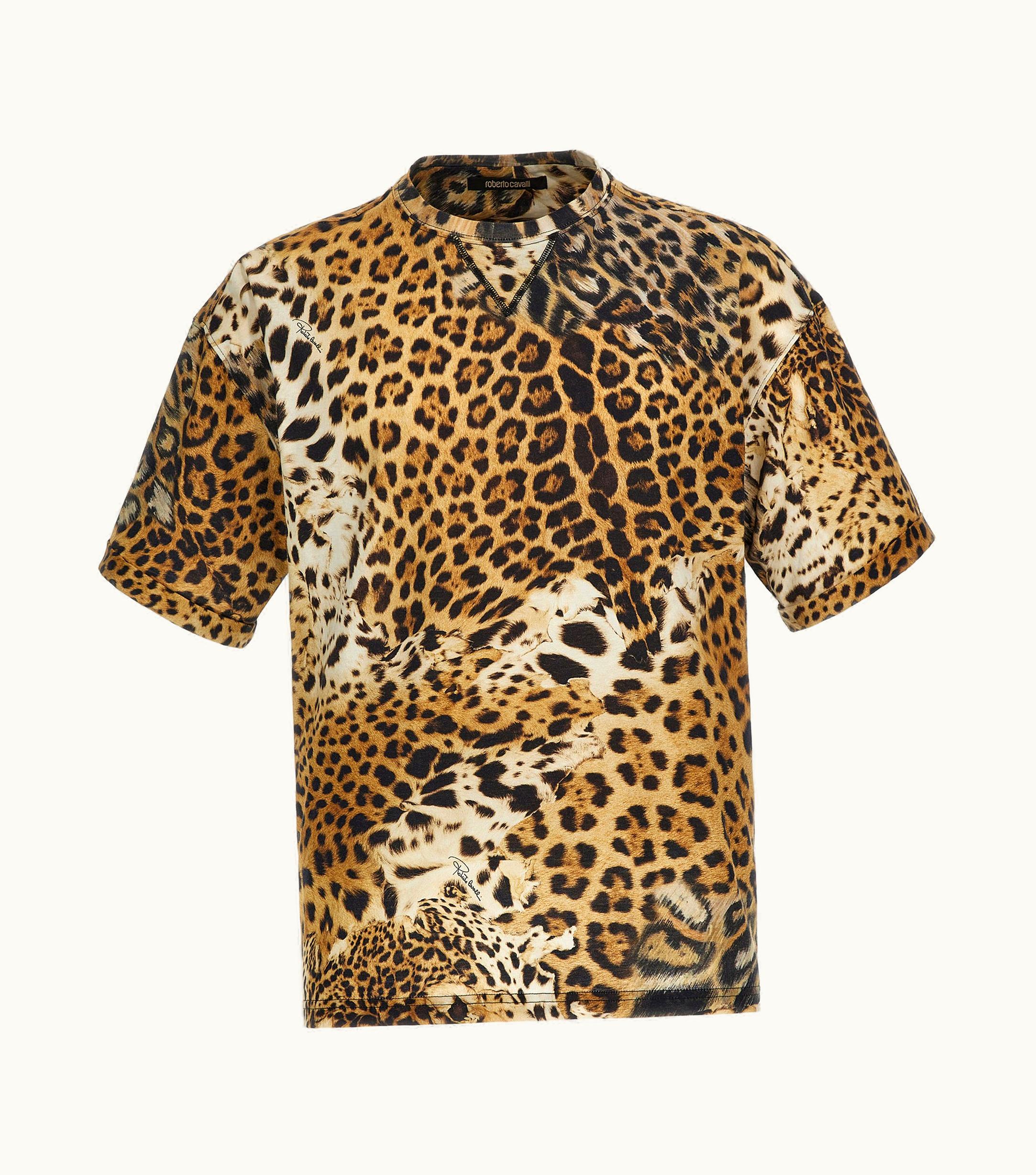 Roberto Cavalli Roberto Cavalli T-shirt With Jaguar Skin Print Natural
