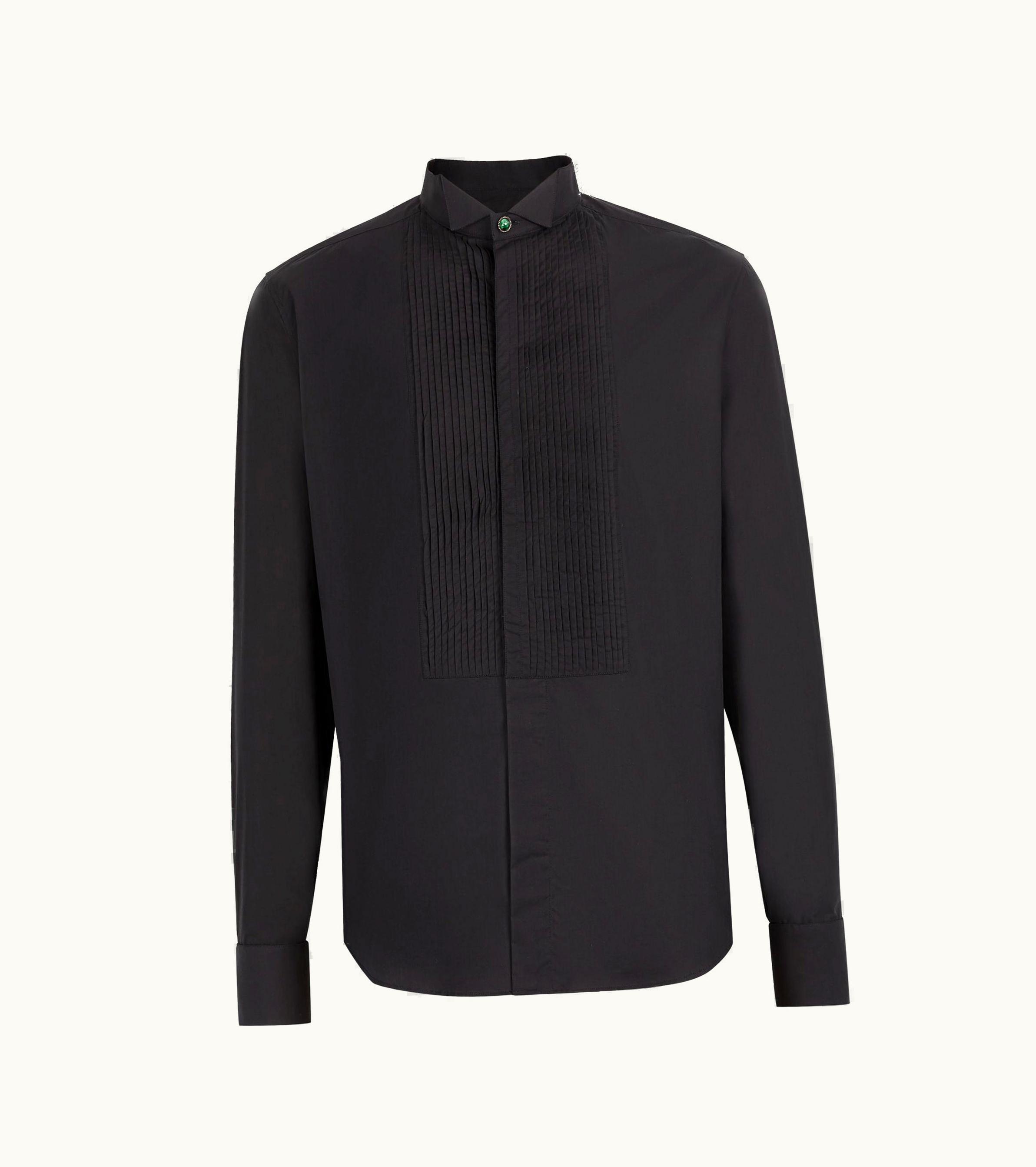 Roberto Cavalli Roberto Cavalli Pleated Bib Cotton Shirt Black