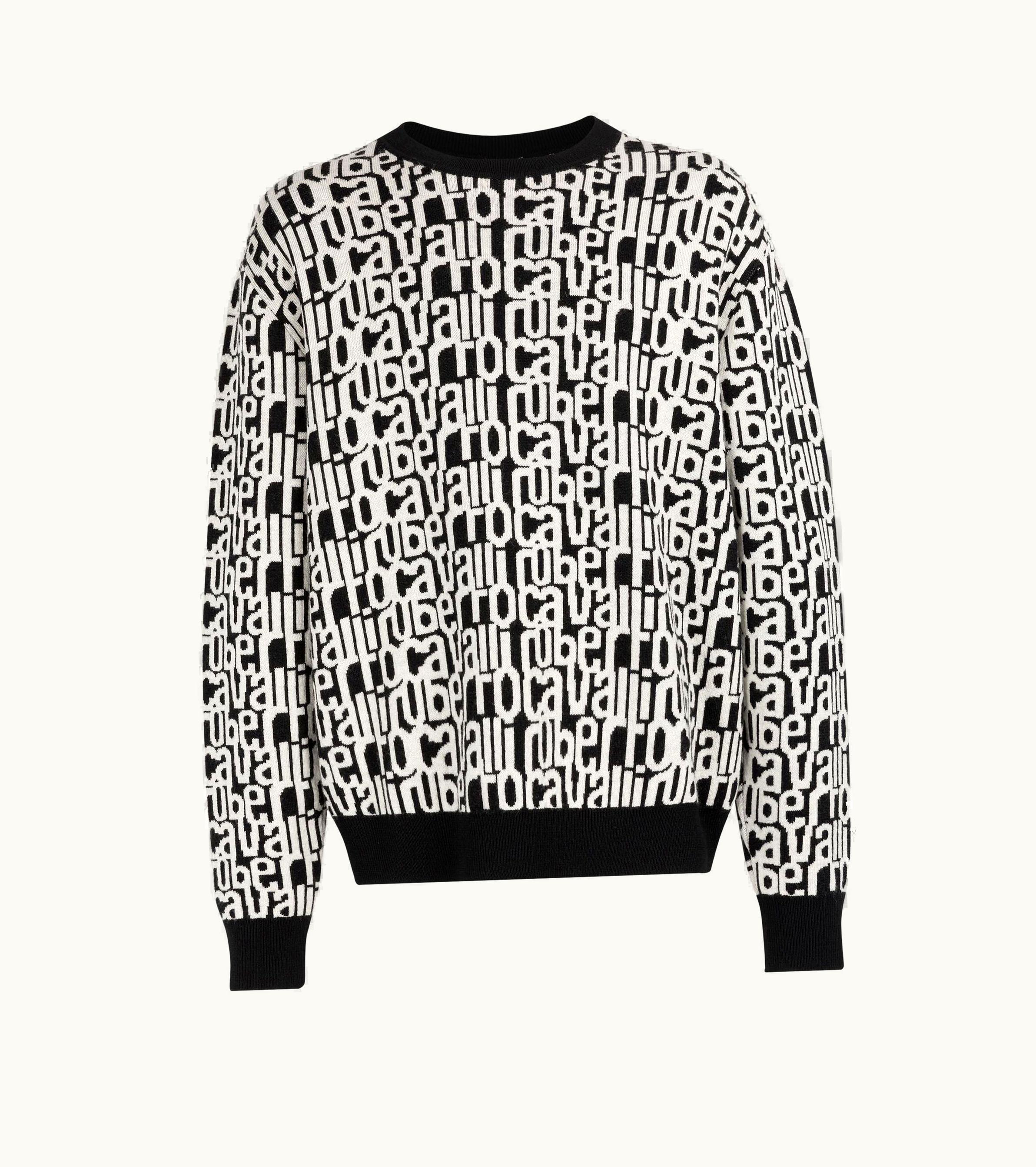 Roberto Cavalli Roberto Cavalli Logo-Intarsia Wool Sweater Black