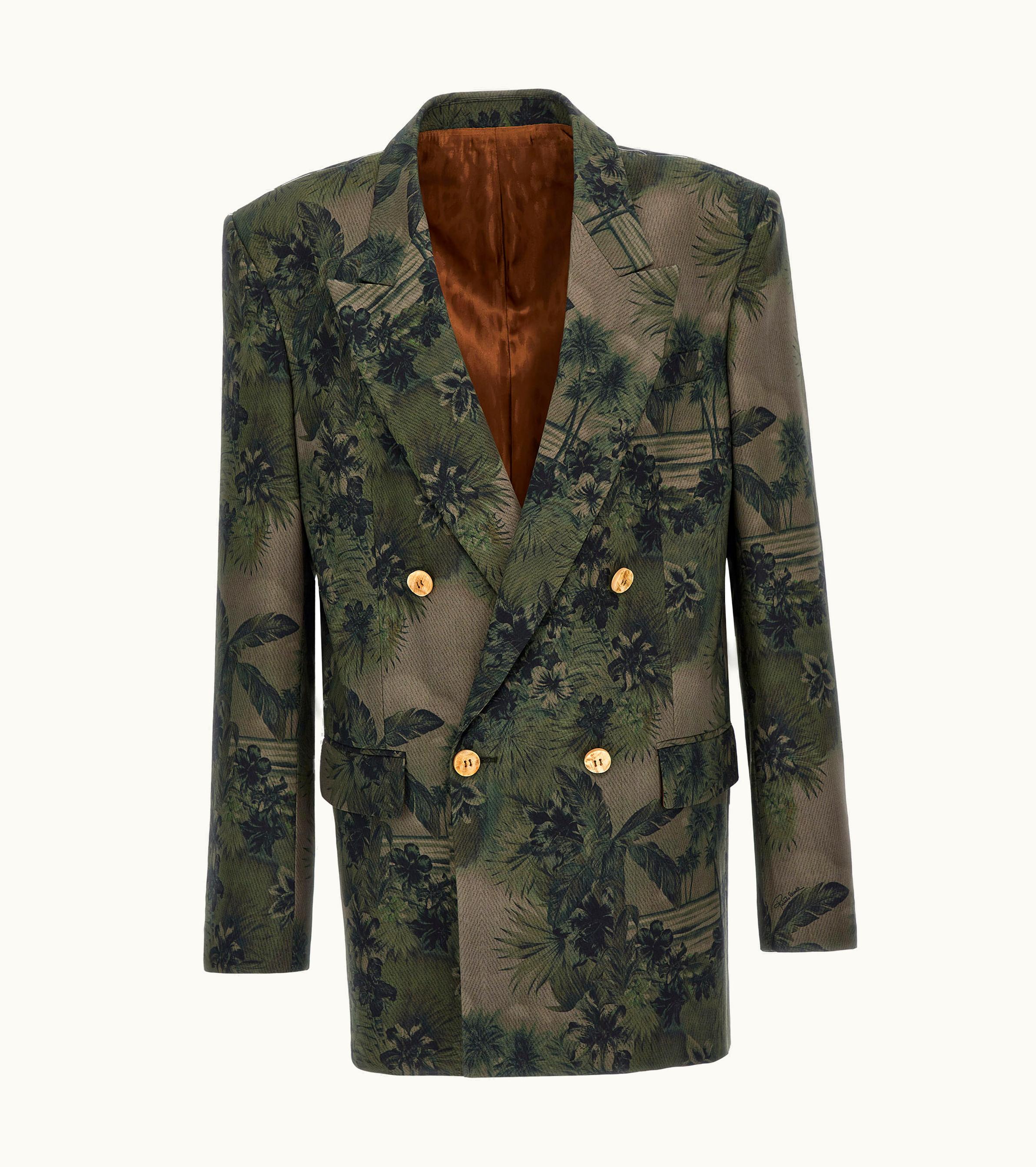Roberto Cavalli Roberto Cavalli Blazer With Hawaii Green Print Dark Green