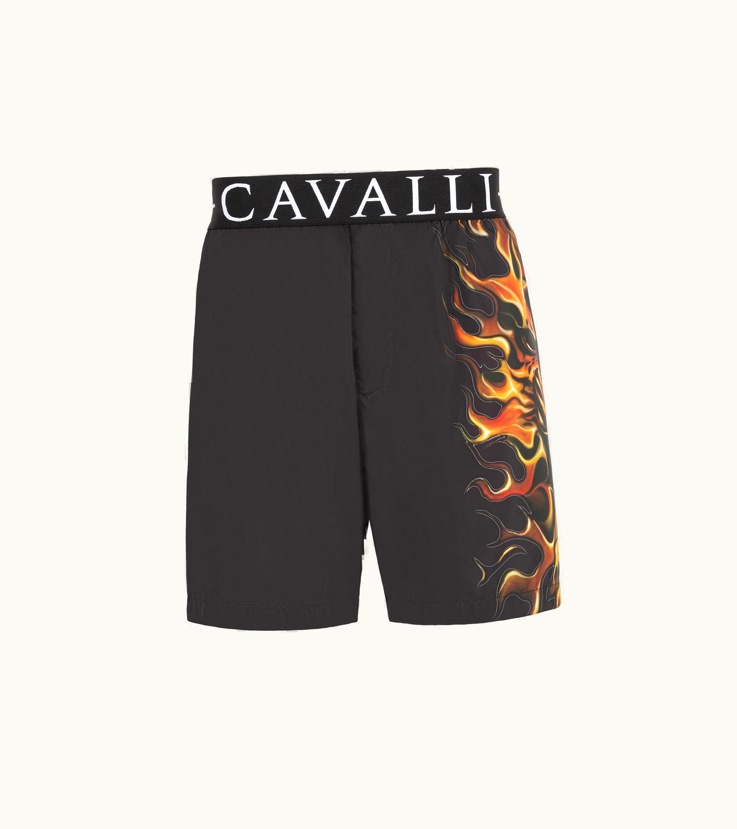 Roberto Cavalli Roberto Cavalli Flame Lion-Print Swim Shorts Black