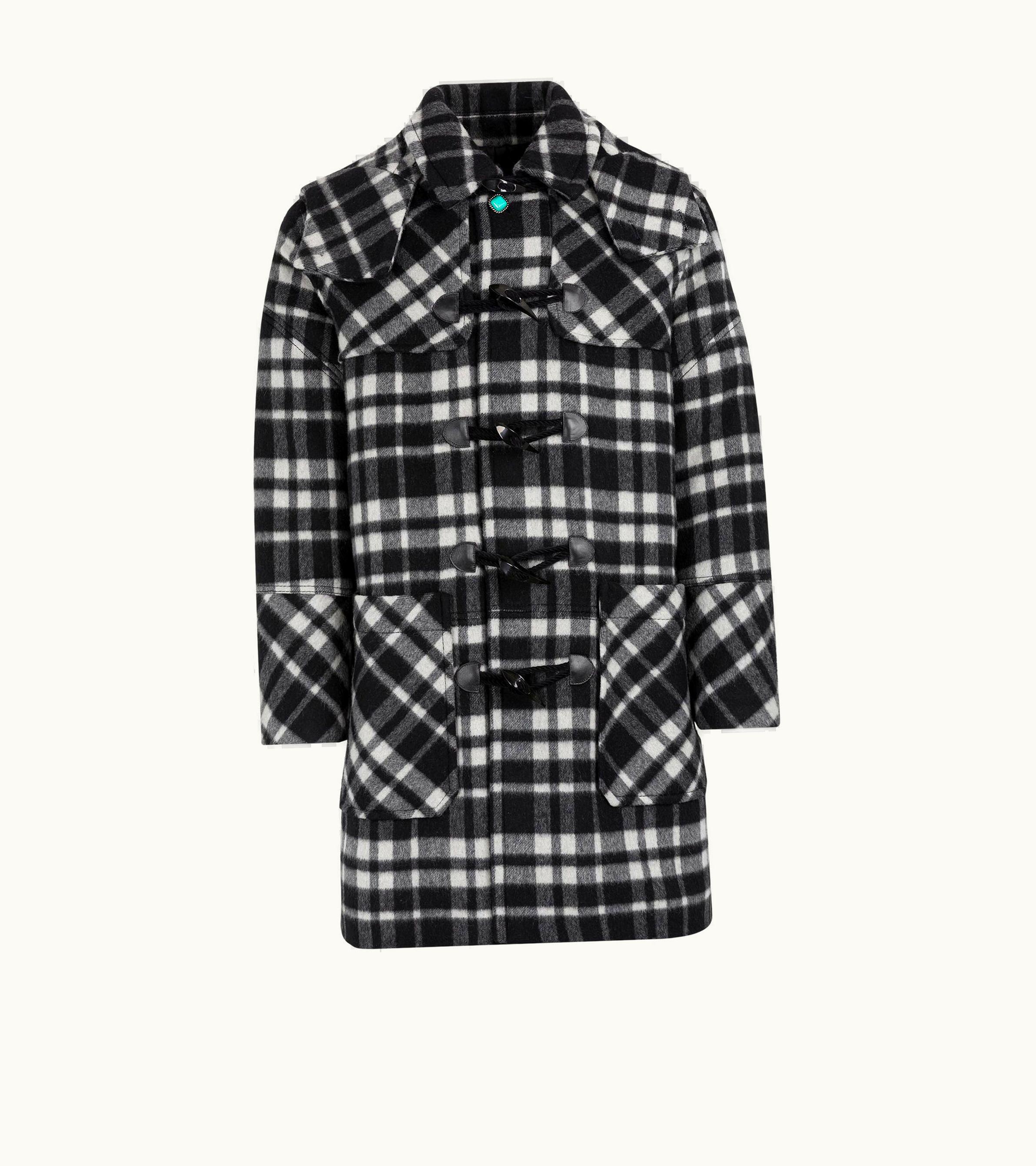 Roberto Cavalli Roberto Cavalli Plaid Duffle Coat Black