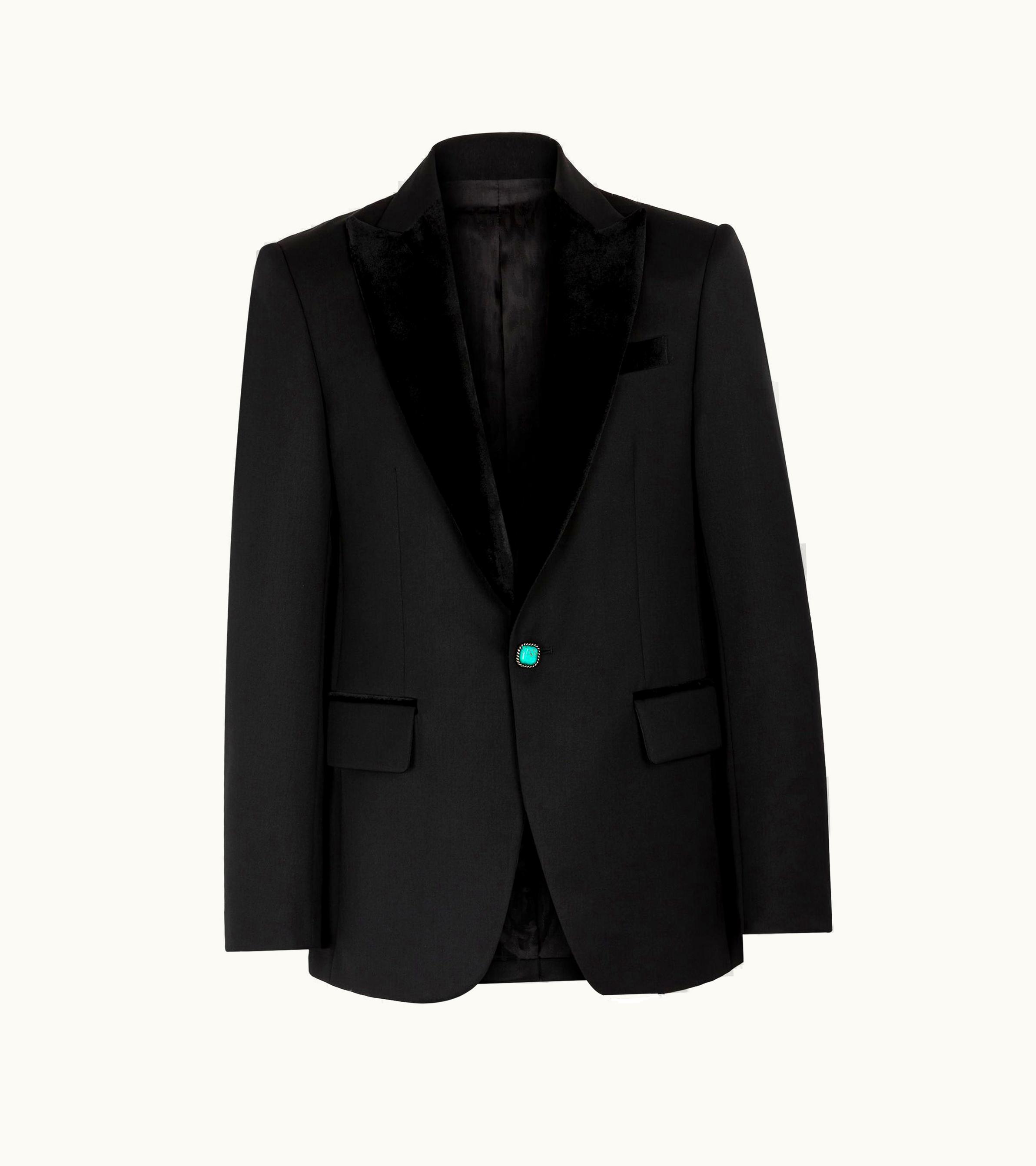 Roberto Cavalli Roberto Cavalli Velvet-Trim Wool Blazer Black
