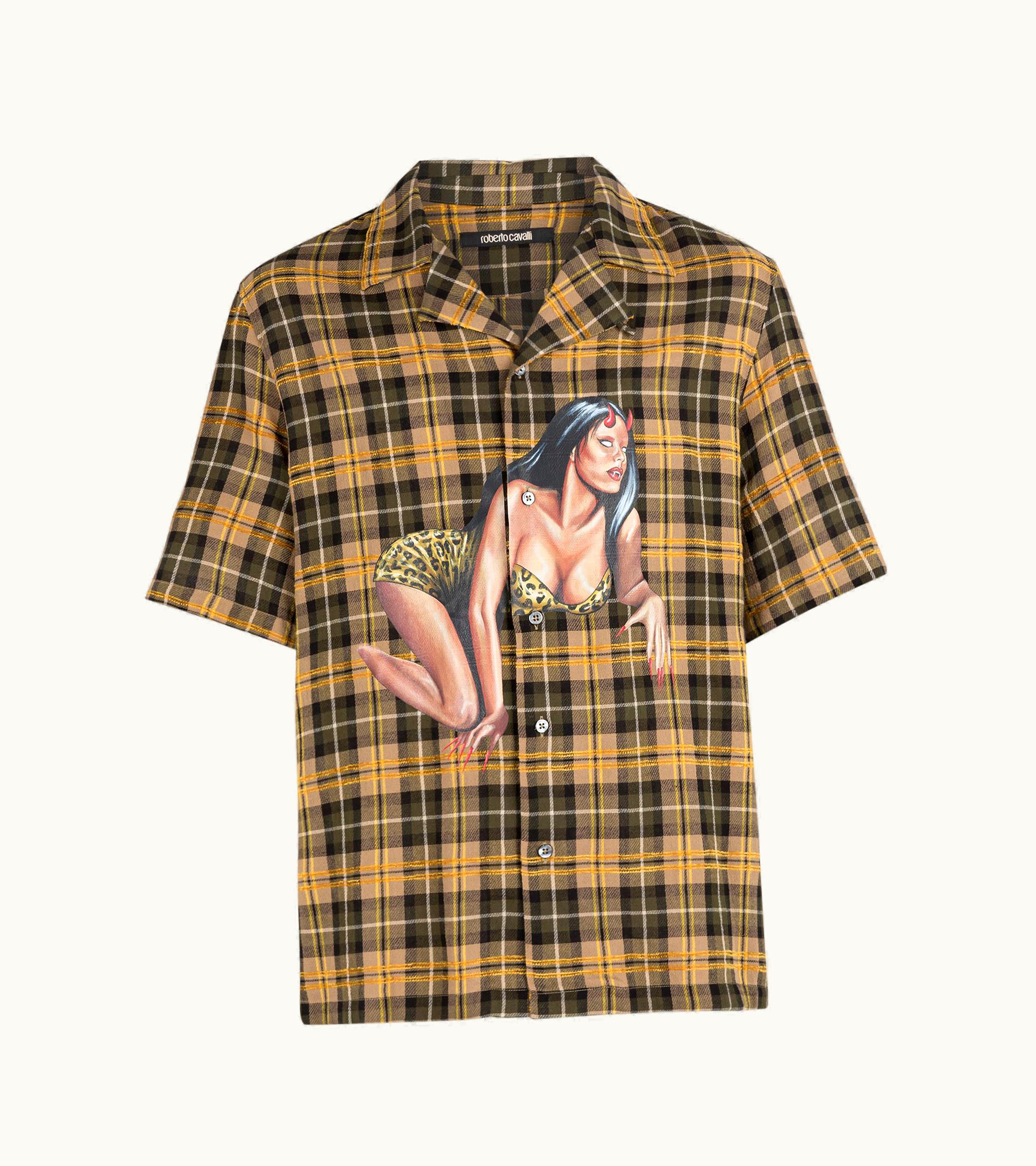 Roberto Cavalli Roberto Cavalli Graphic-Print Check Shirt Multicolor