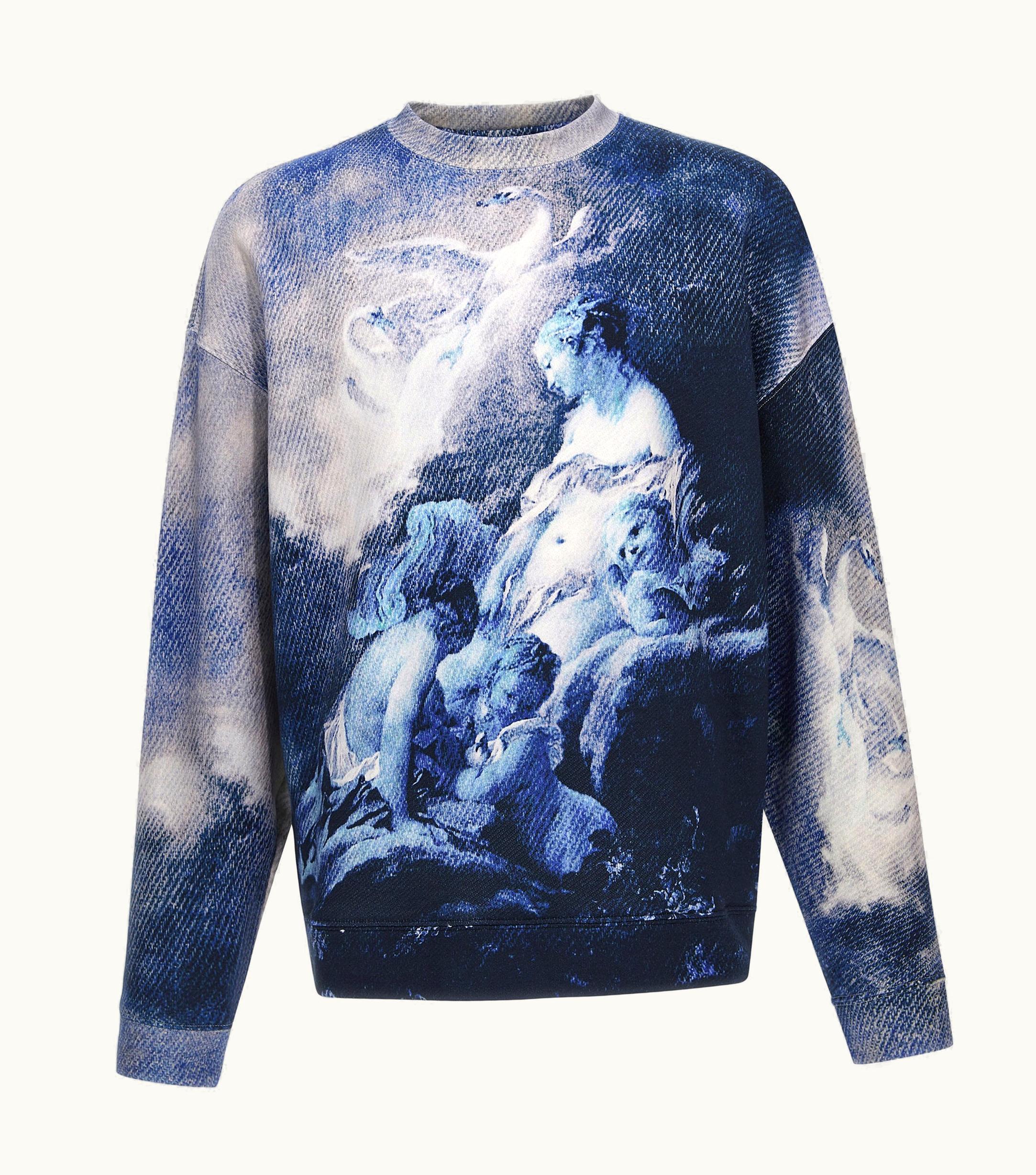 Roberto Cavalli Roberto Cavalli Sweatshirt With Denim Wild Leda Print Dark Blue
