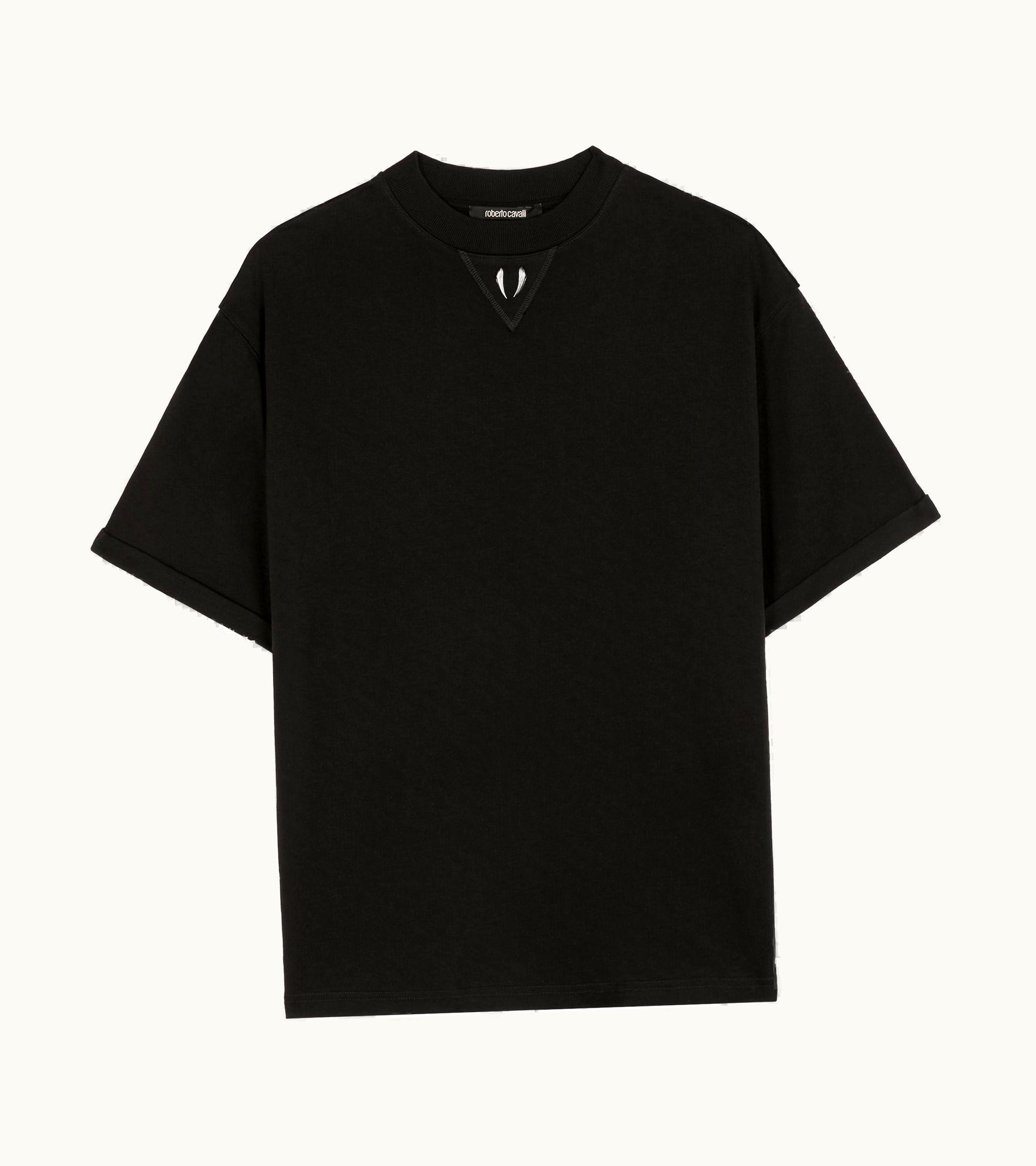 Roberto Cavalli Roberto Cavalli Tiger Tooth-detail Cotton T-shirt Black