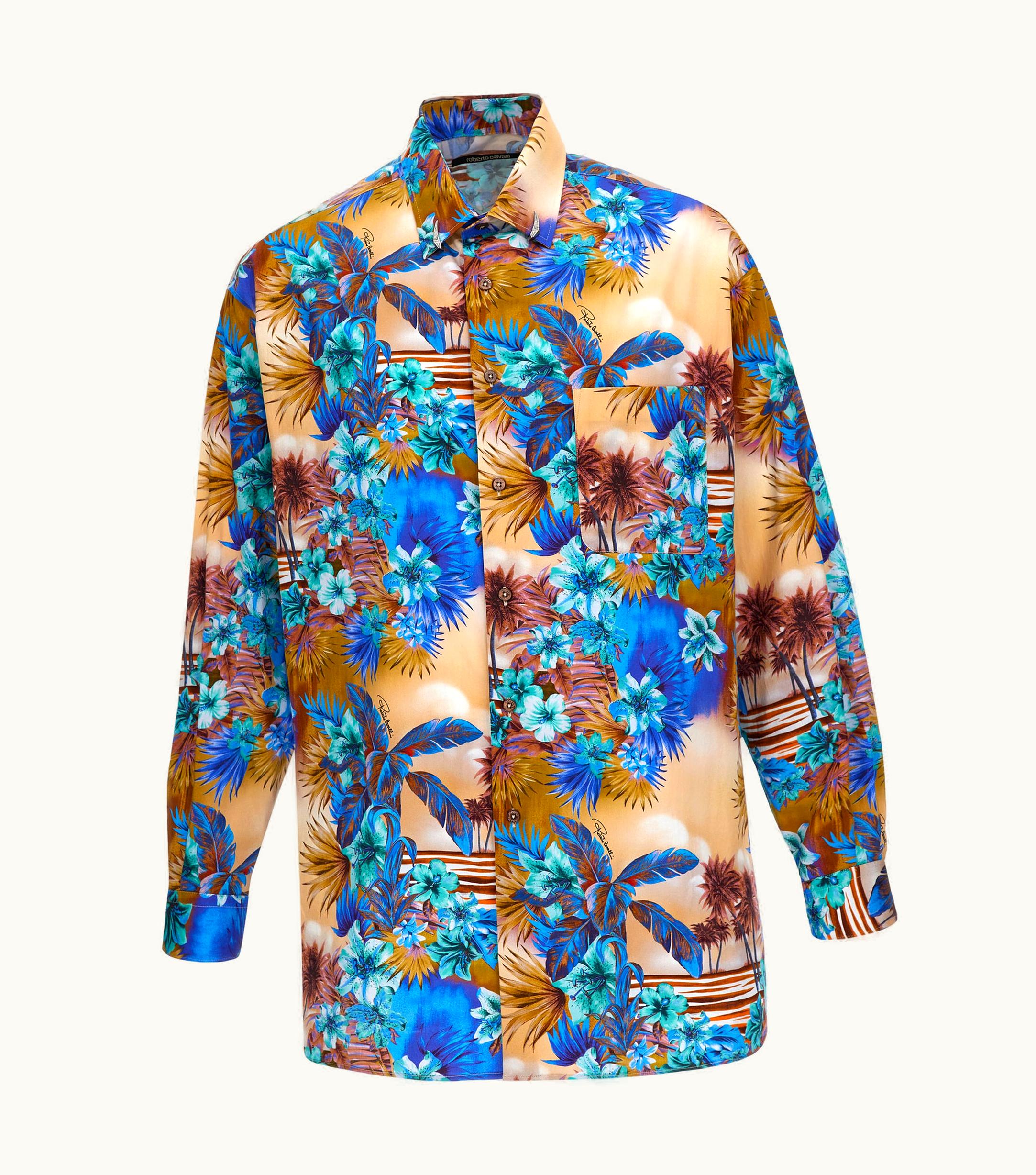Roberto Cavalli Roberto Cavalli Hawaii Print Shirt Orange
