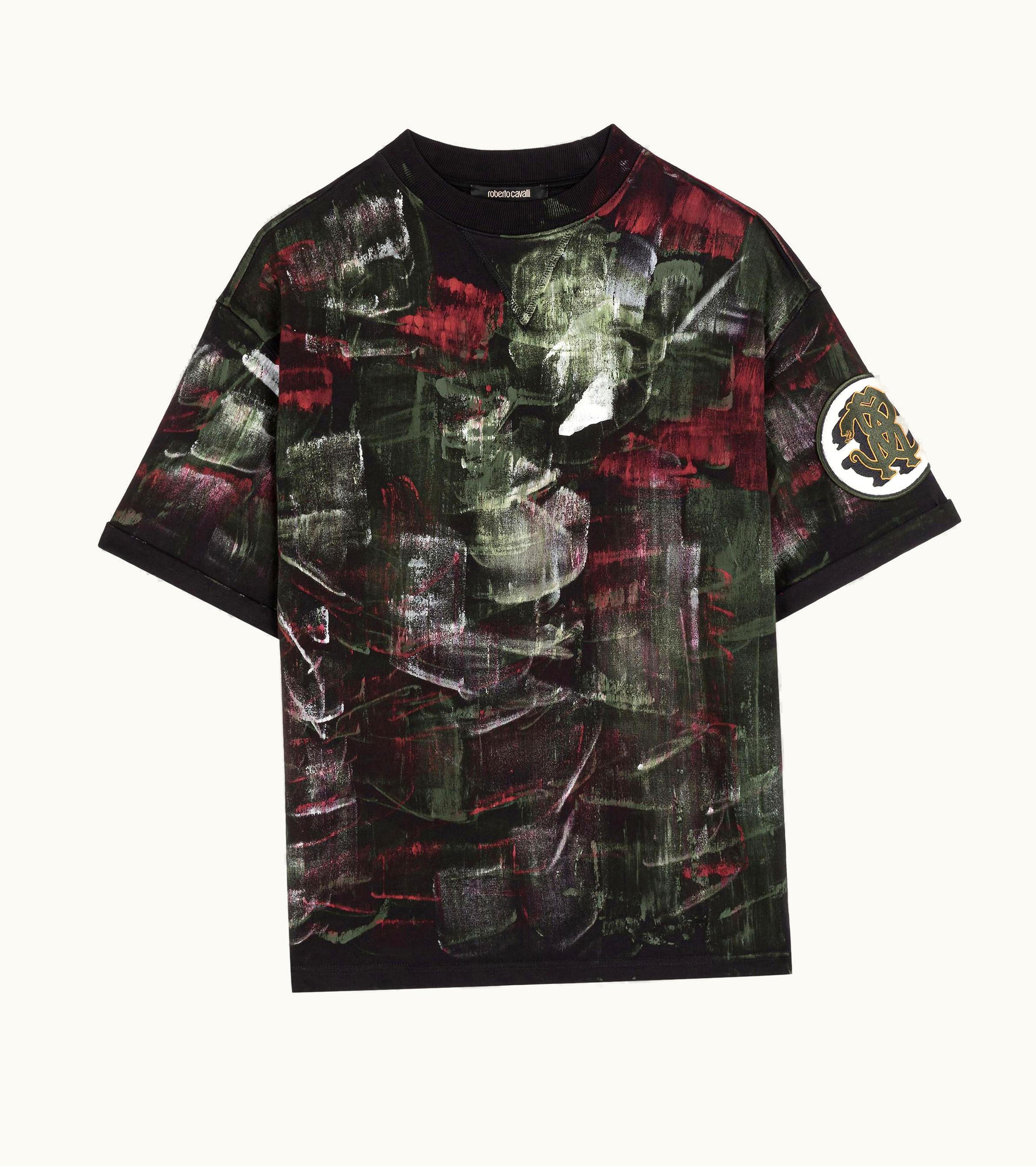 Roberto Cavalli Roberto Cavalli Paint-Effect Cotton T-Shirt Black