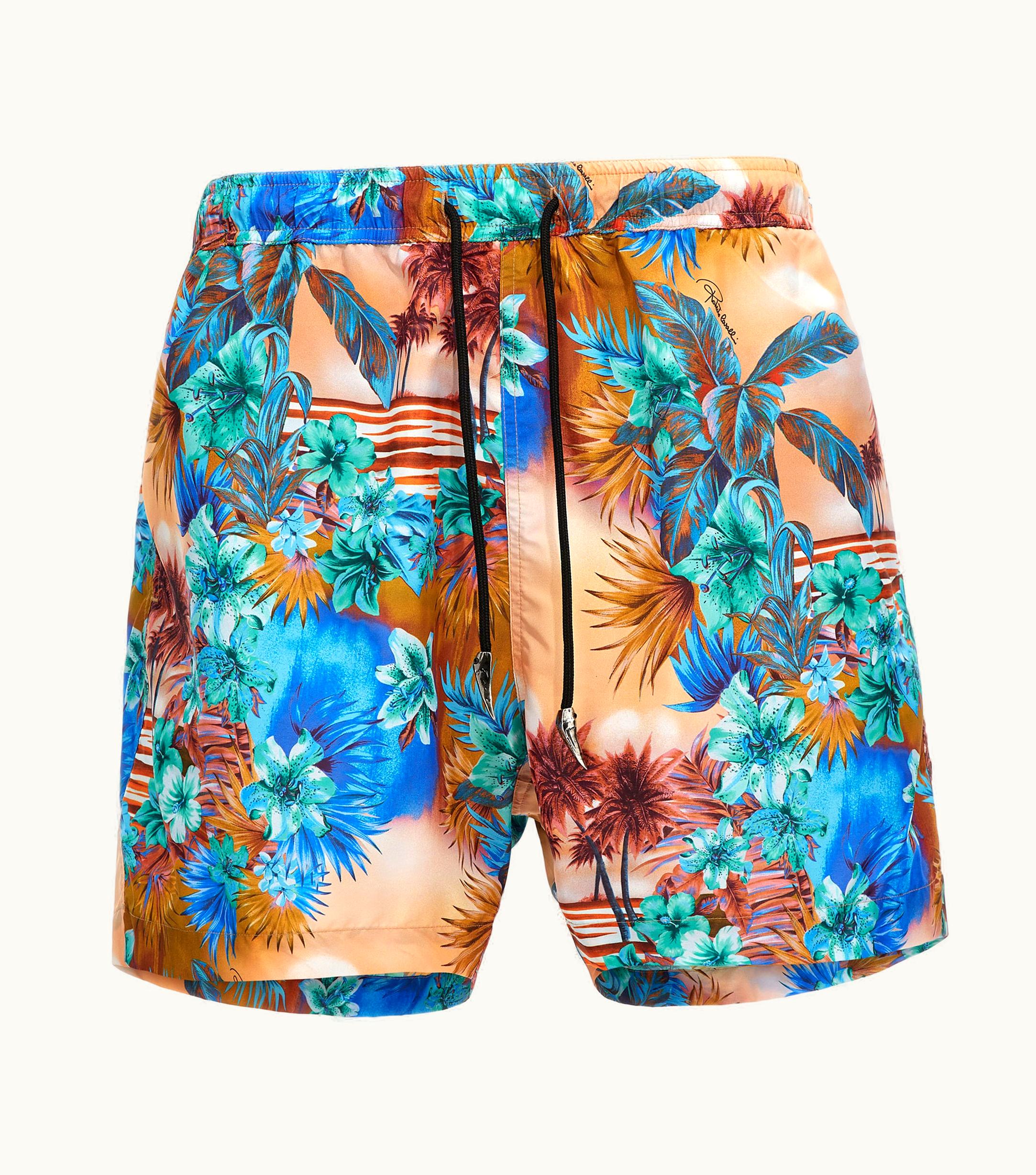 Roberto Cavalli Roberto Cavalli Hawaii Print Swim Shorts Orange
