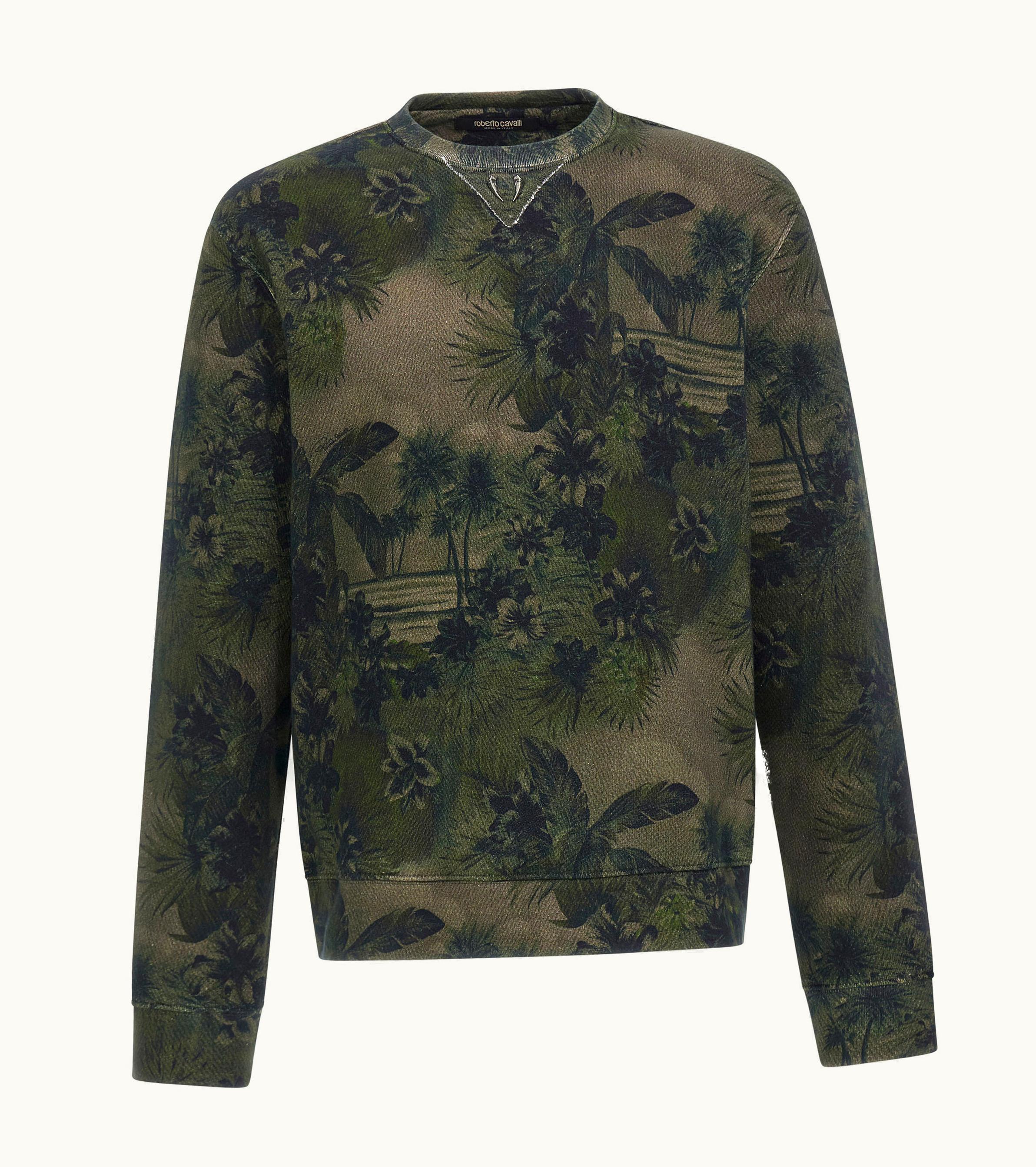 Roberto Cavalli Roberto Cavalli Hawaii Green Printed Sweatshirt Dark Green