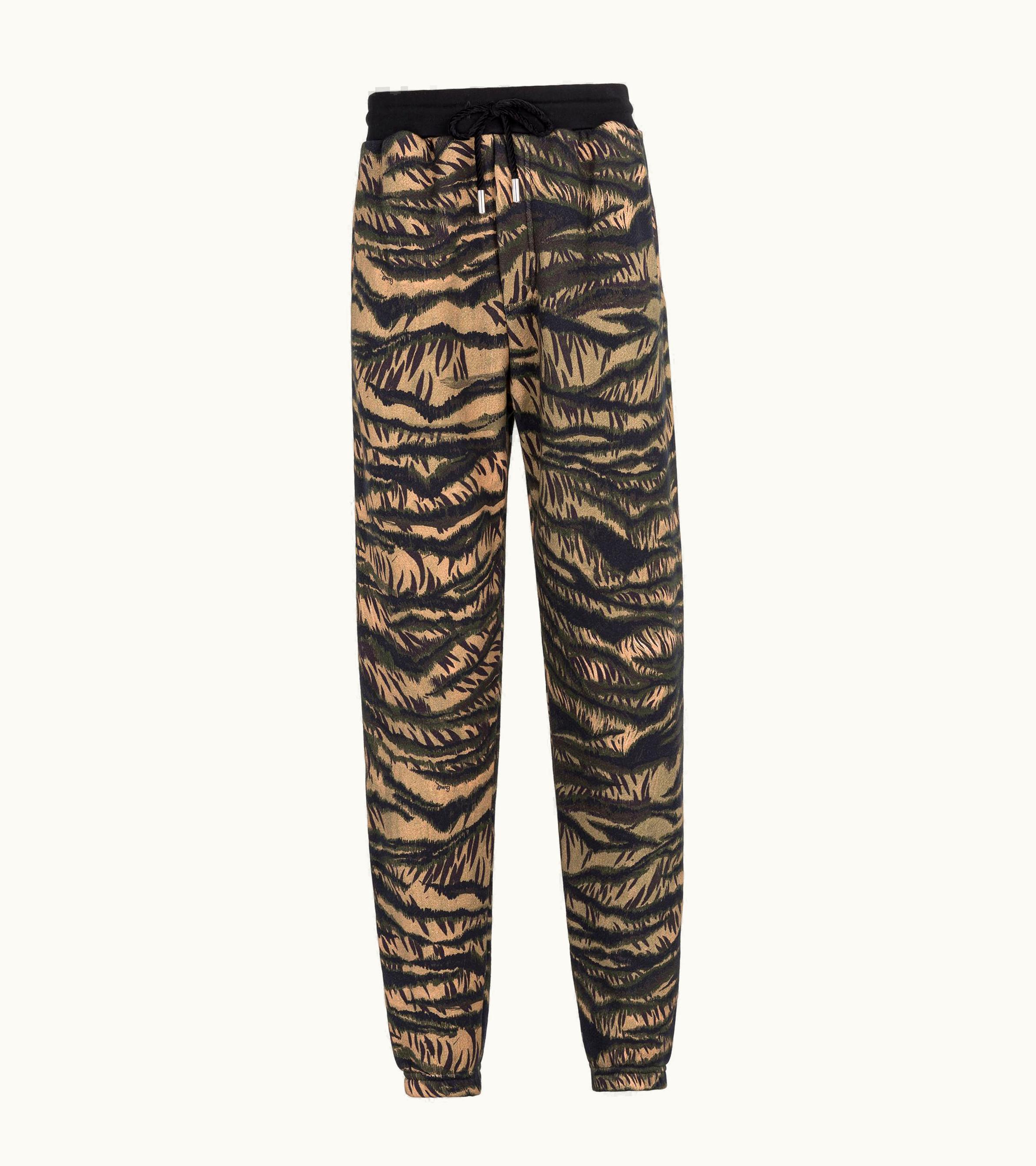 Roberto Cavalli Roberto Cavalli Animal-Print Cotton Track Pants Green / Black