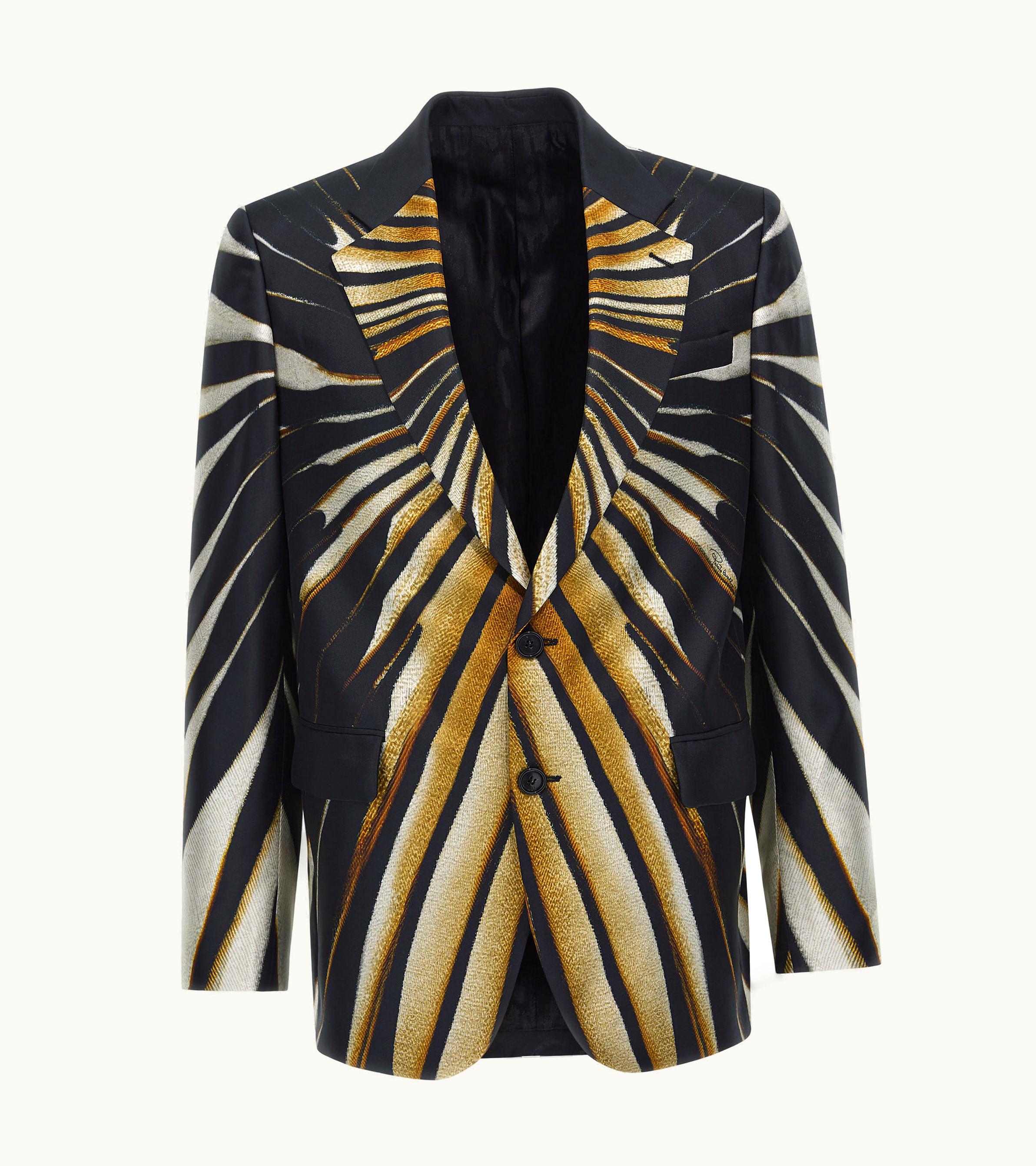 Roberto Cavalli Roberto Cavalli Single-breasted Blazer With Ray Of Gold Print Gold