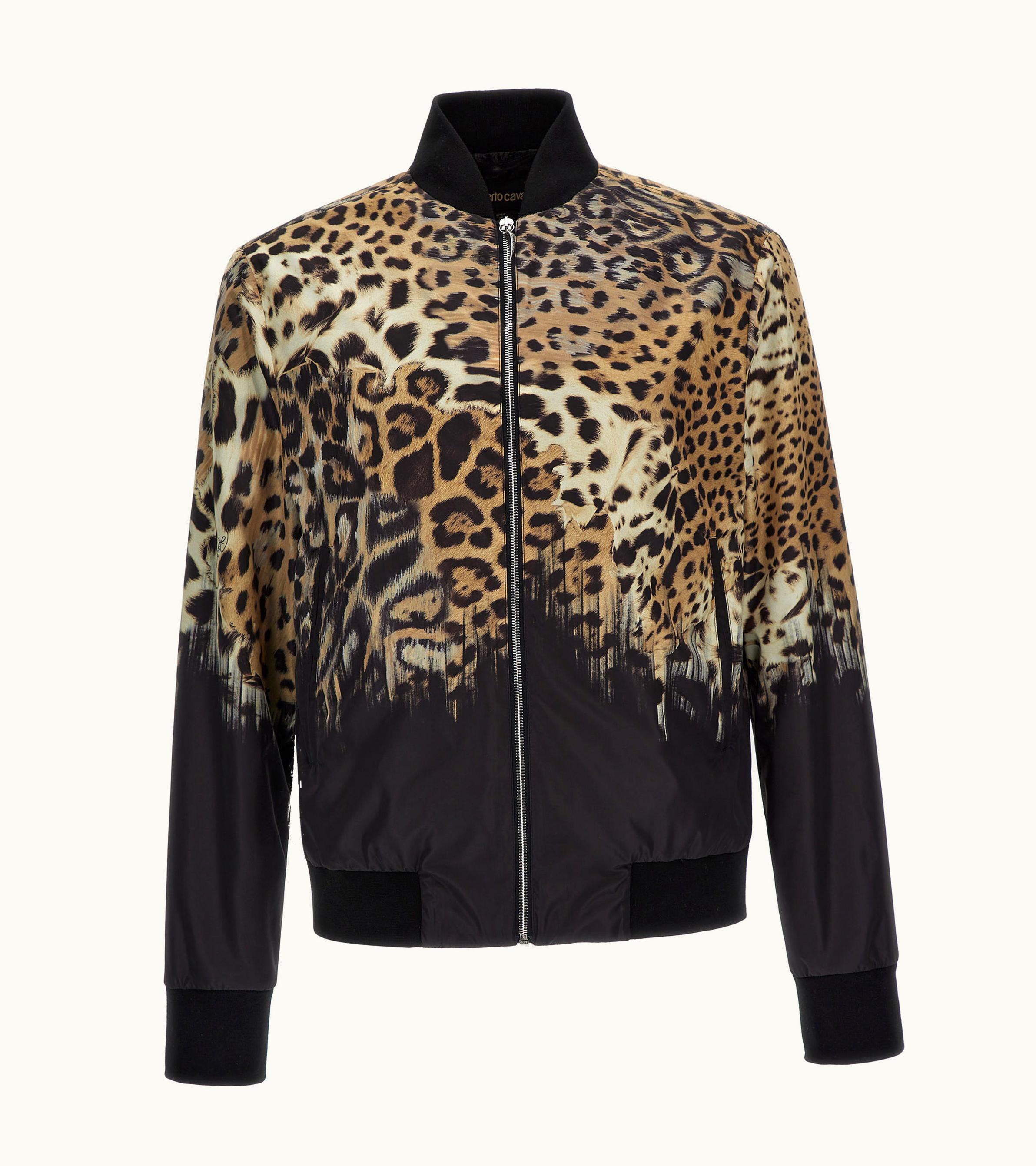 Roberto Cavalli Roberto Cavalli Jaguar Skin Print Bomber Jacket Nero / Avorio