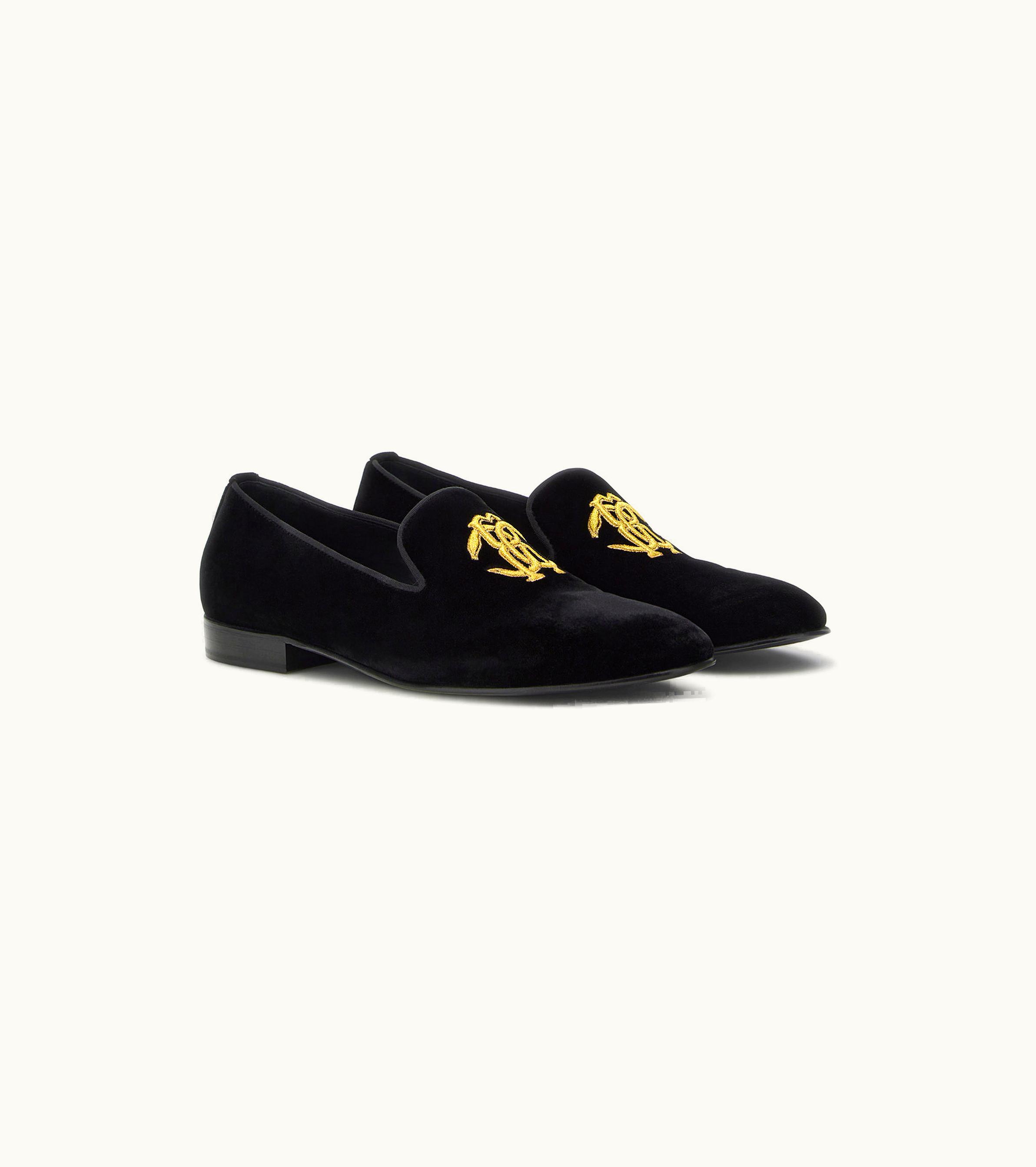 Roberto Cavalli Roberto Cavalli Velvet Loafers With Monogram Mirror Snake Black