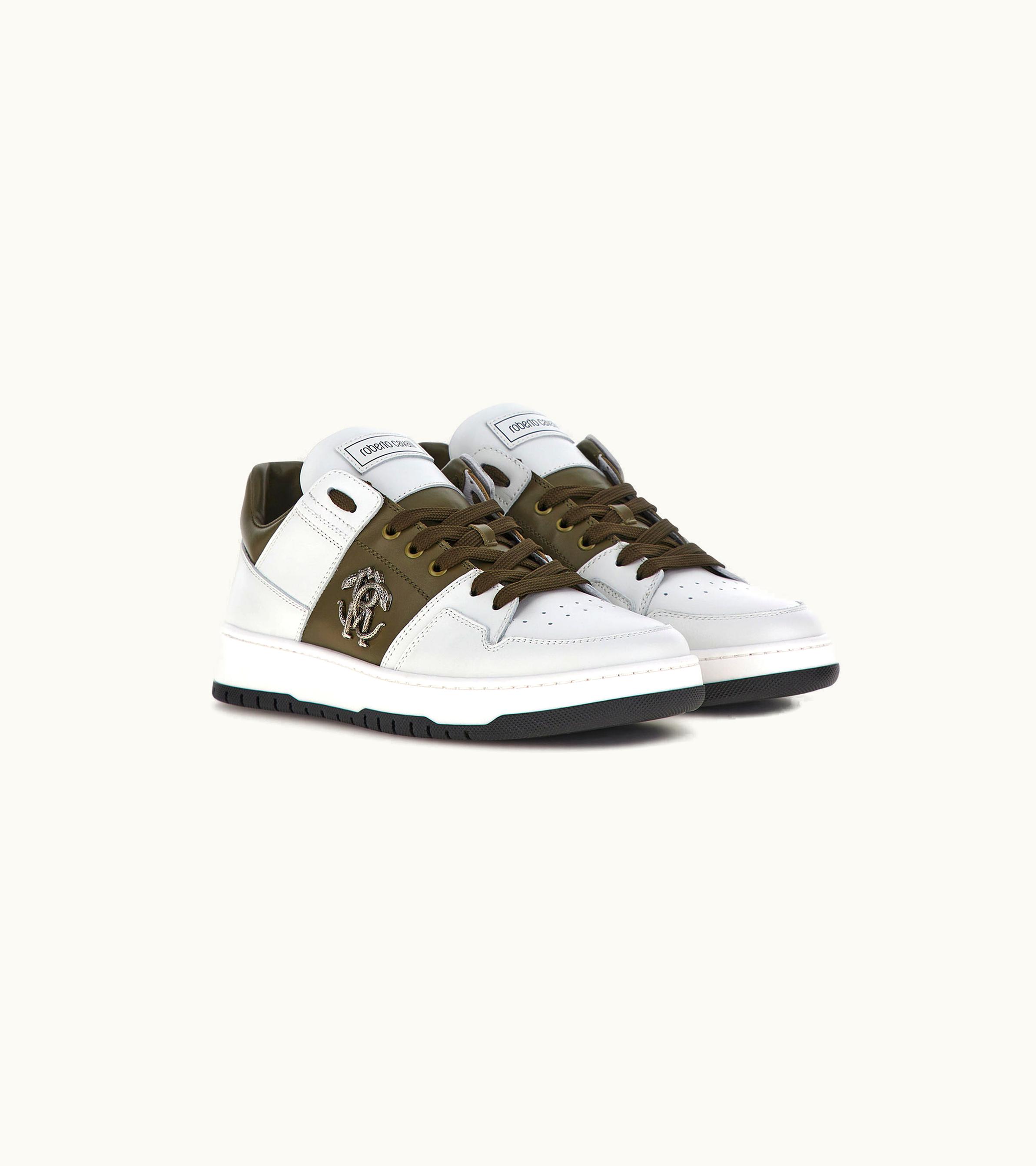 Roberto Cavalli Roberto Cavalli Sneakers With Monogram Mirror Snake Bianco / Verde
