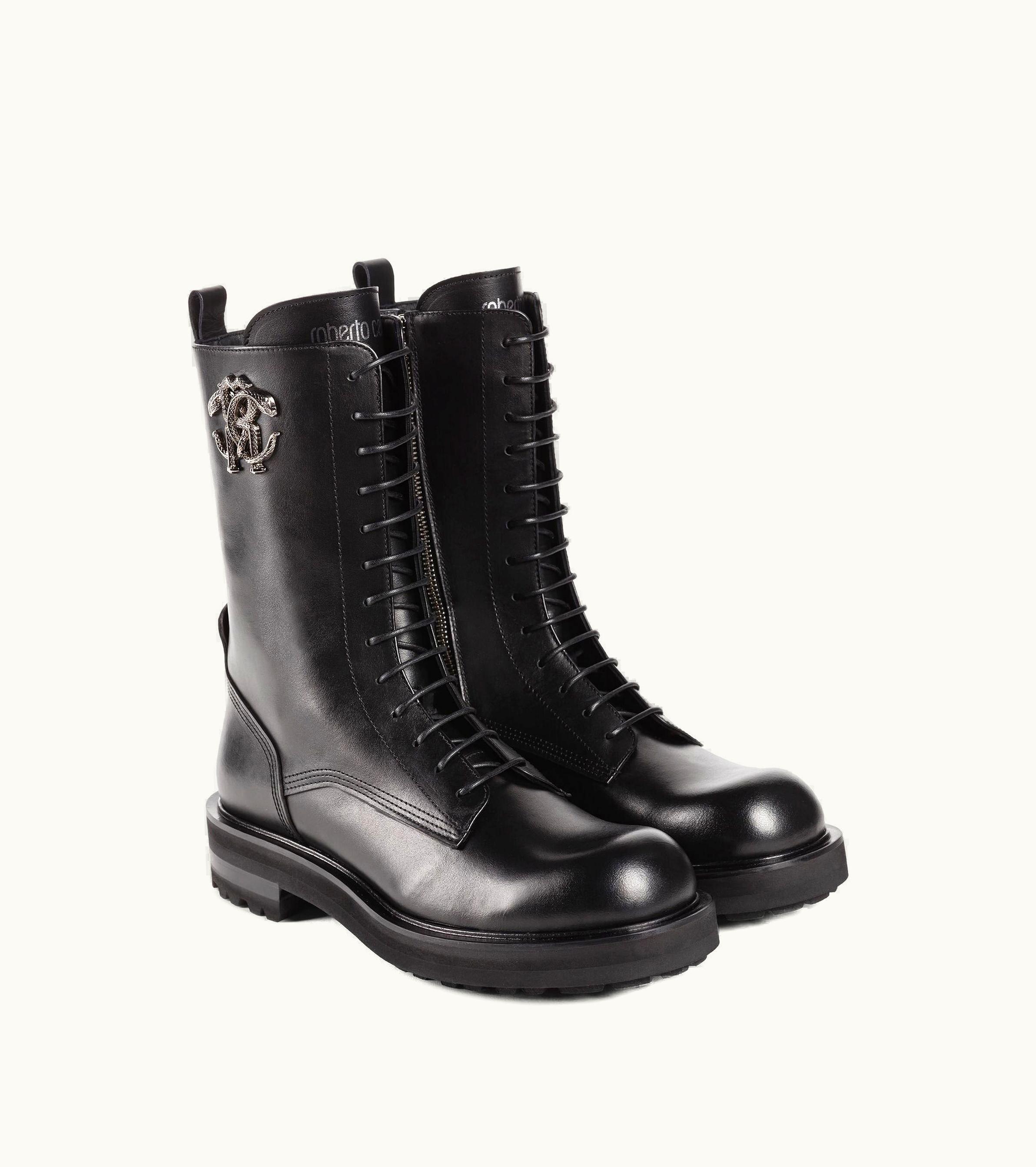 Roberto Cavalli Roberto Cavalli Logo-plaque Leather Boots Black RRS039-PZA12-05051