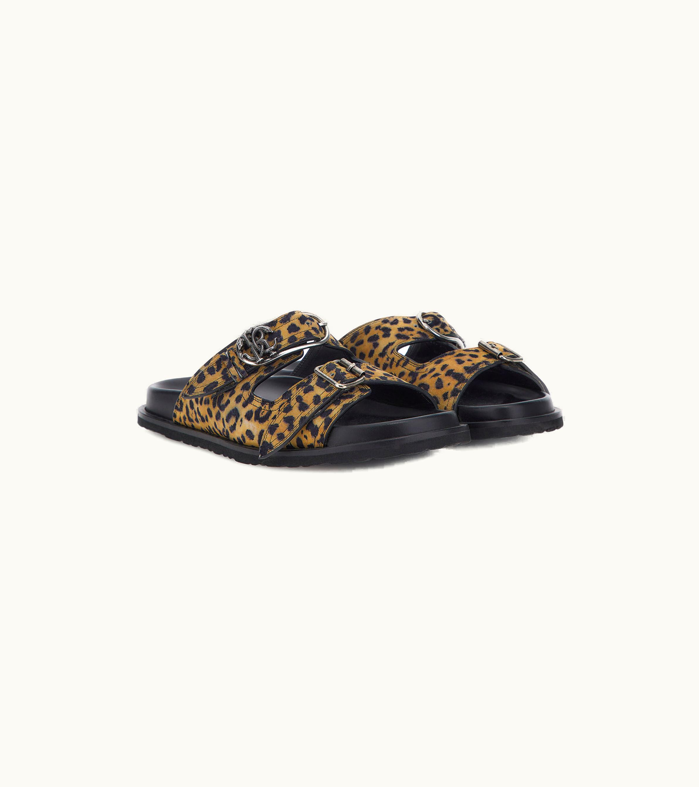 Roberto Cavalli Roberto Cavalli Jaguar Skin Printed Sandals Jaguarskin / Antiquenk