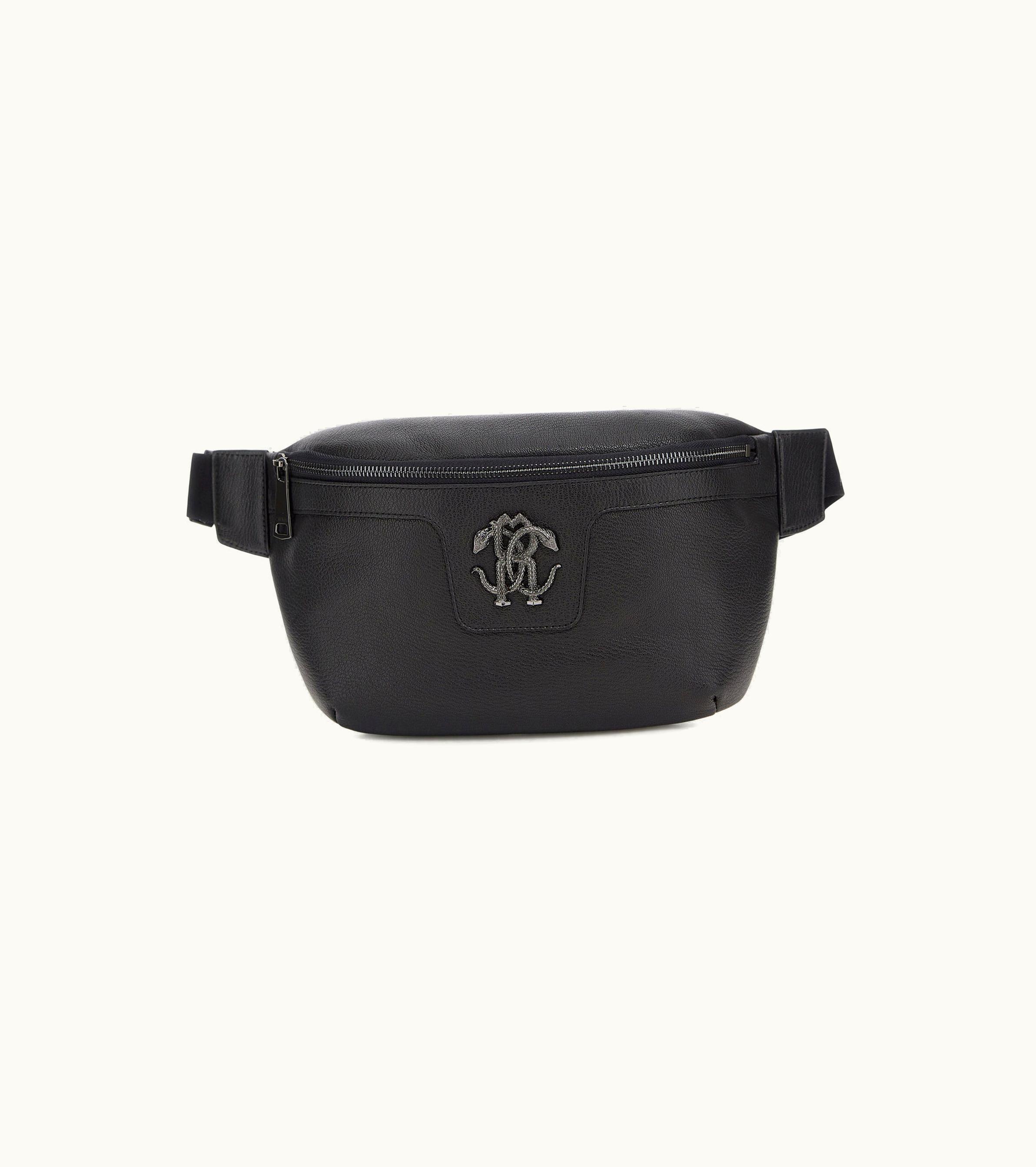 Roberto Cavalli Roberto Cavalli Fanny Pack With Monogram Mirror Snake Black