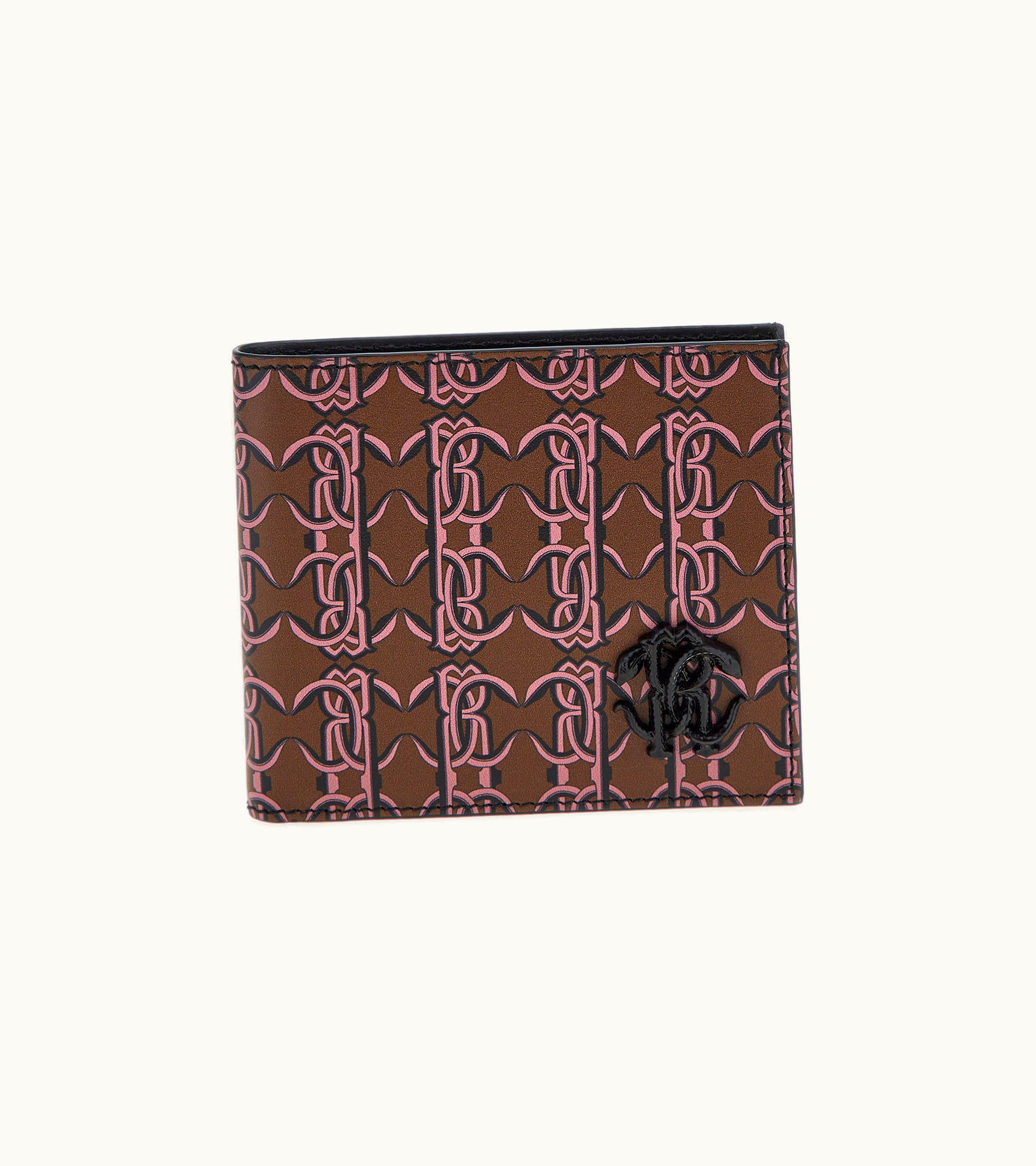 Roberto Cavalli Roberto Cavalli Wallet With Monogram Mirror Snake Brown