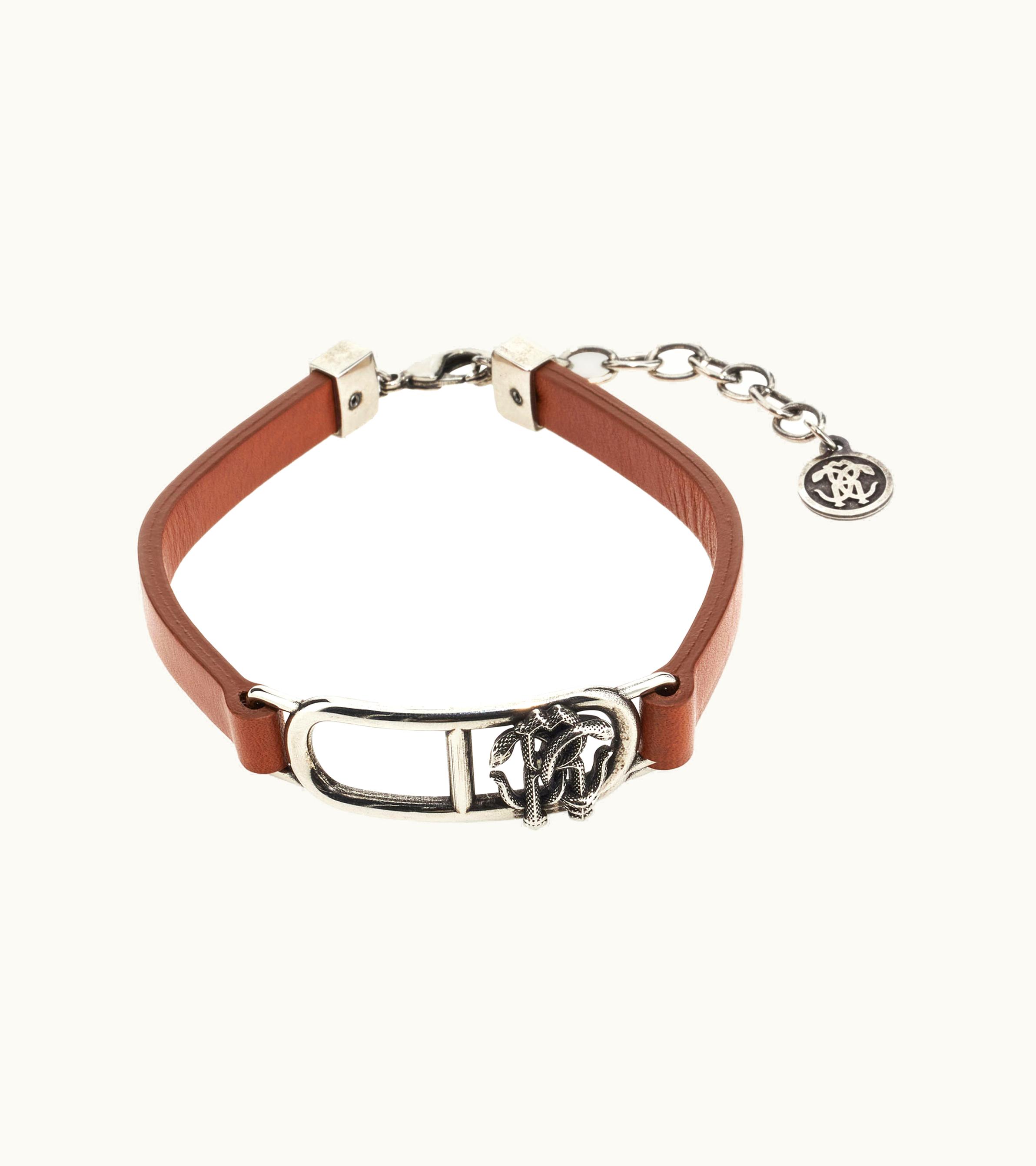 Roberto Cavalli Roberto Cavalli Leather Bracelet With Monogram Rc Brown
