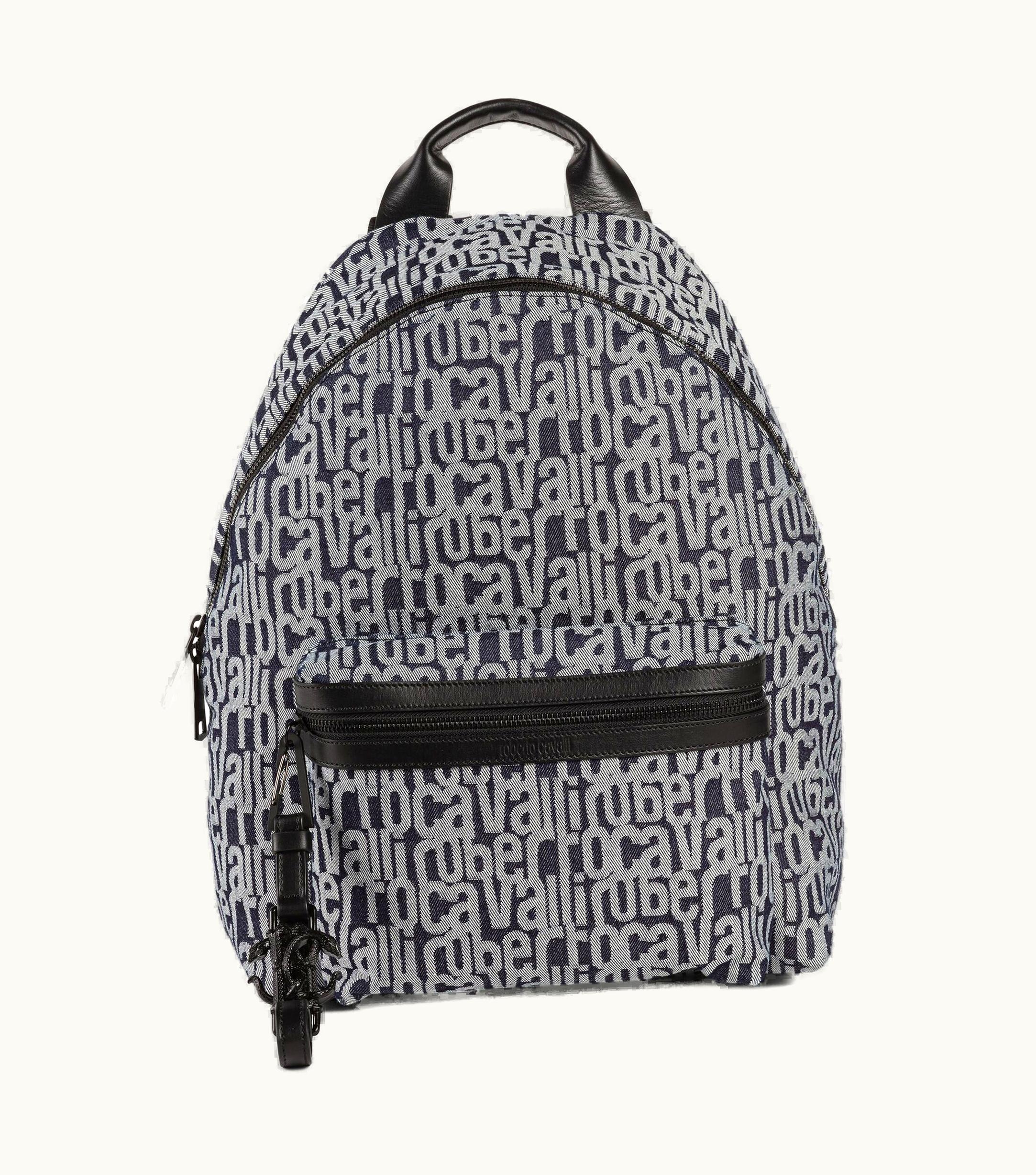 Roberto Cavalli Roberto Cavalli Logo-Jacquard Denim Backpack Blue