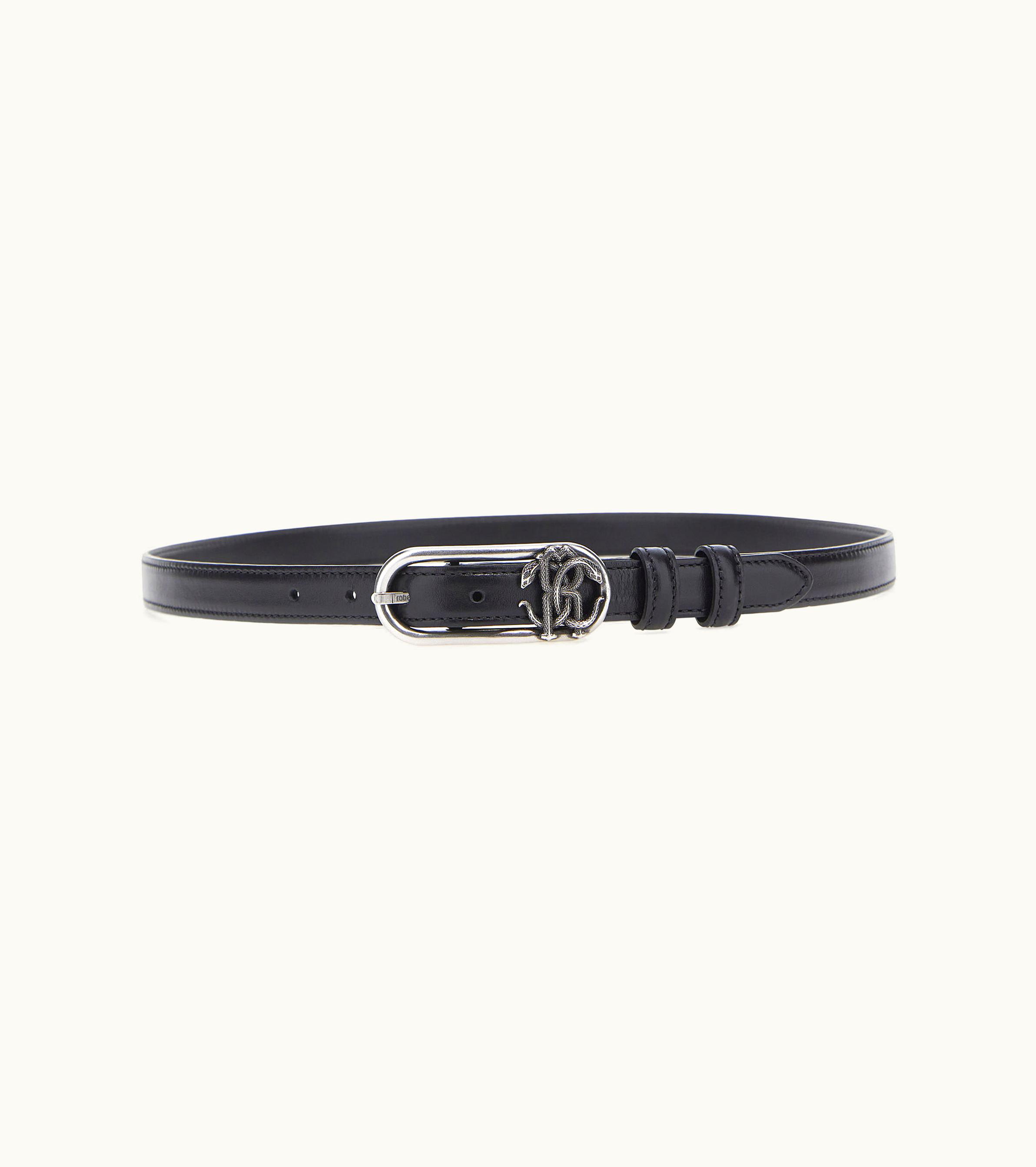 Roberto Cavalli Roberto Cavalli Belt With Monogram Mirror Snake Black