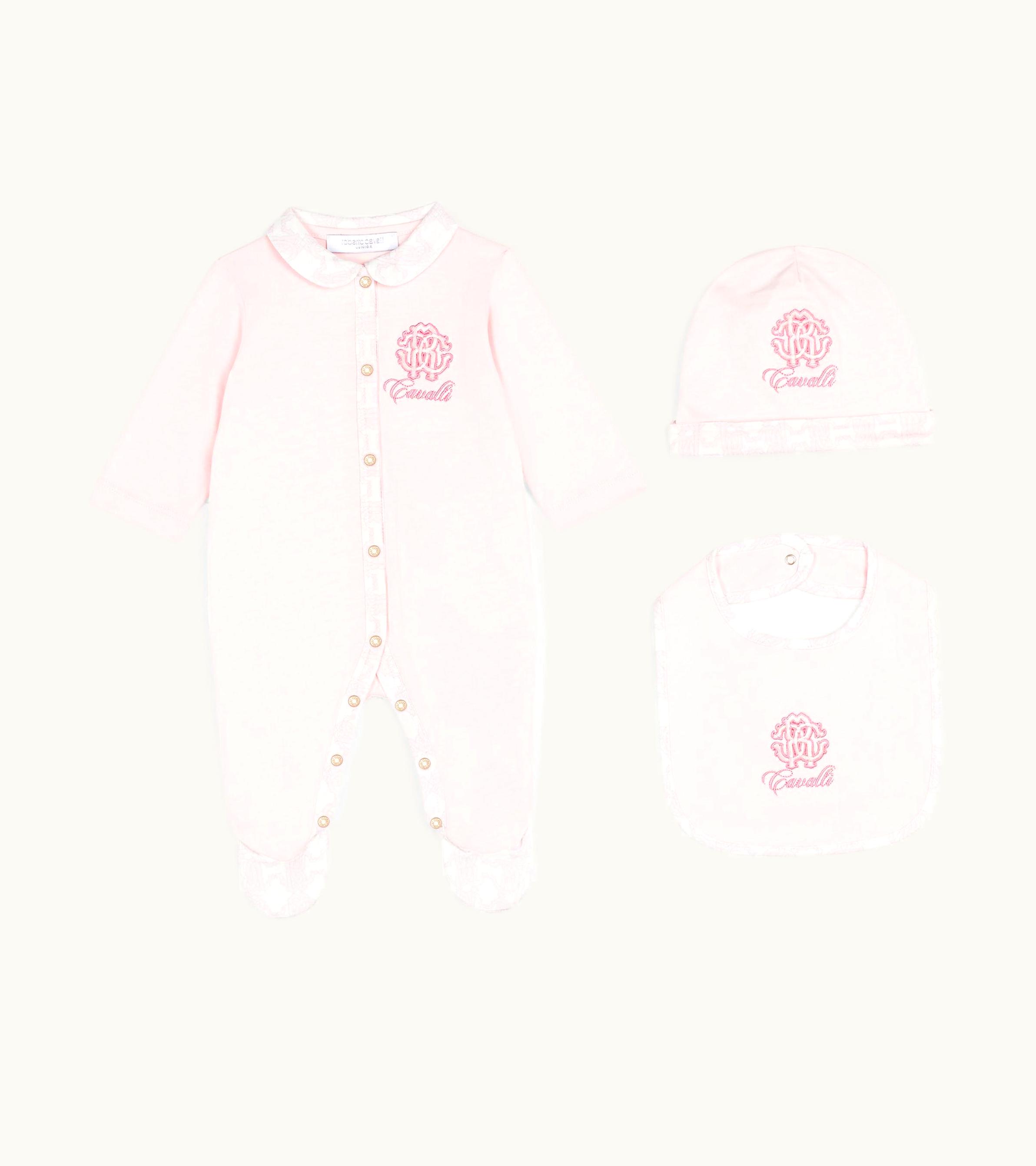 Roberto Cavalli Roberto Cavalli Rc Monogram-Embroidered Babygrow Set Baby Pink RJT840-JD001-02815